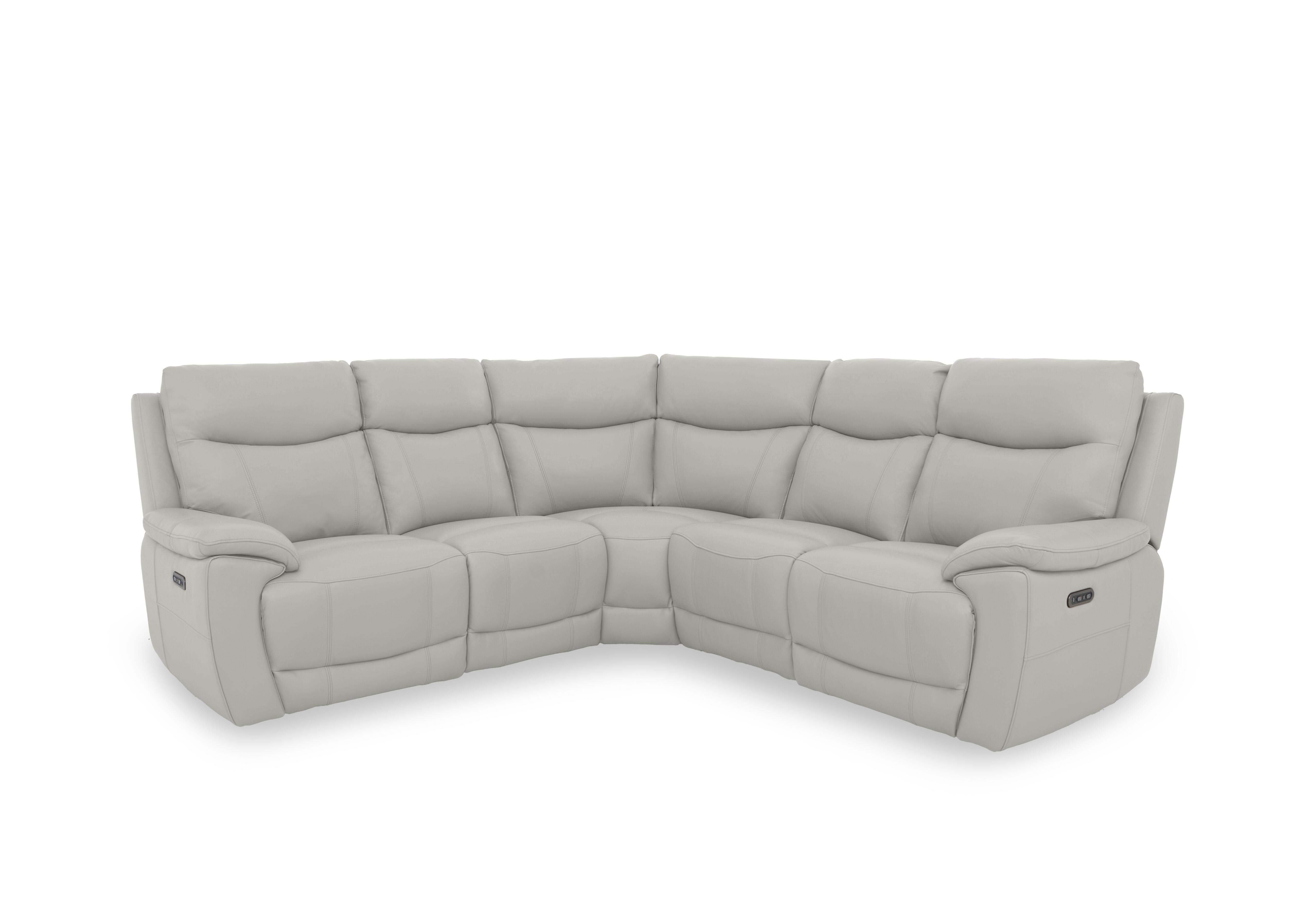Sloane Leather Large Power Recliner Corner Sofa with Power Headrests in Cat-40/27 Light Grey on Furniture Village