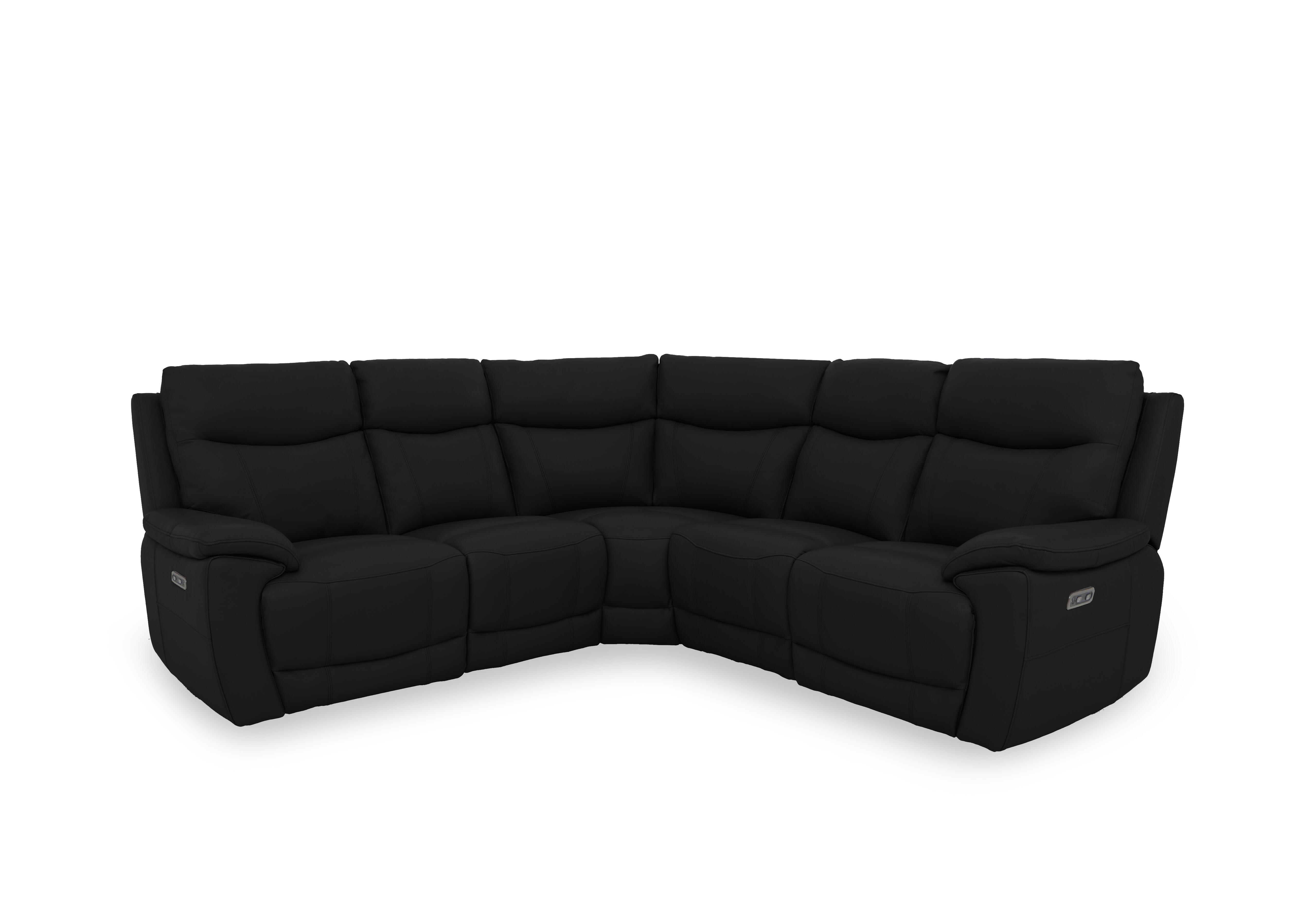 Sloane Leather Large Power Recliner Corner Sofa in Cat-40/23 Jet Black on Furniture Village
