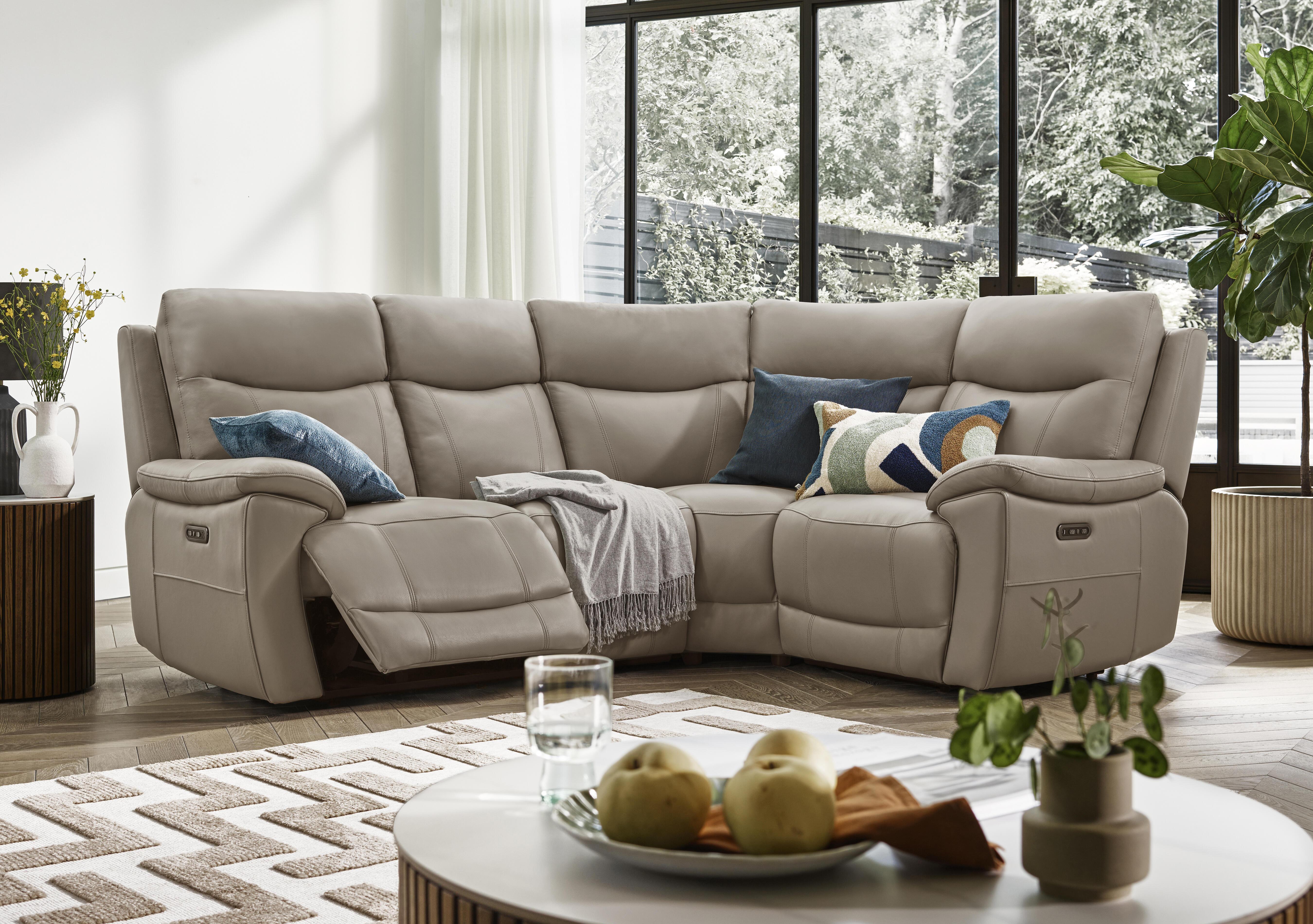 Sloane Leather Small Power Recliner Corner Sofa with Power Headrests in  on Furniture Village