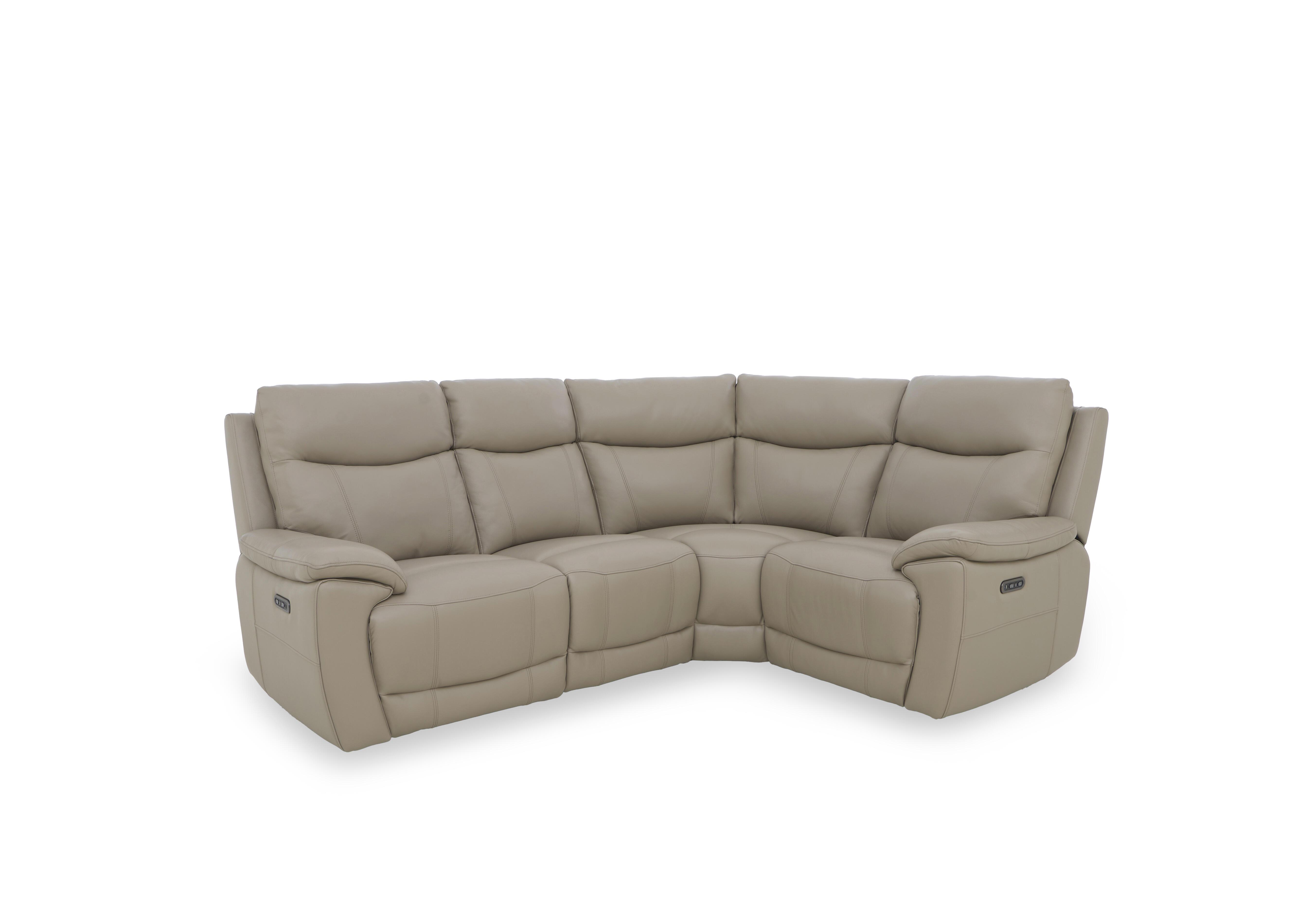 Sloane Leather Small Power Recliner Corner Sofa with Power Headrests in Cat-40/08 Oyster on Furniture Village