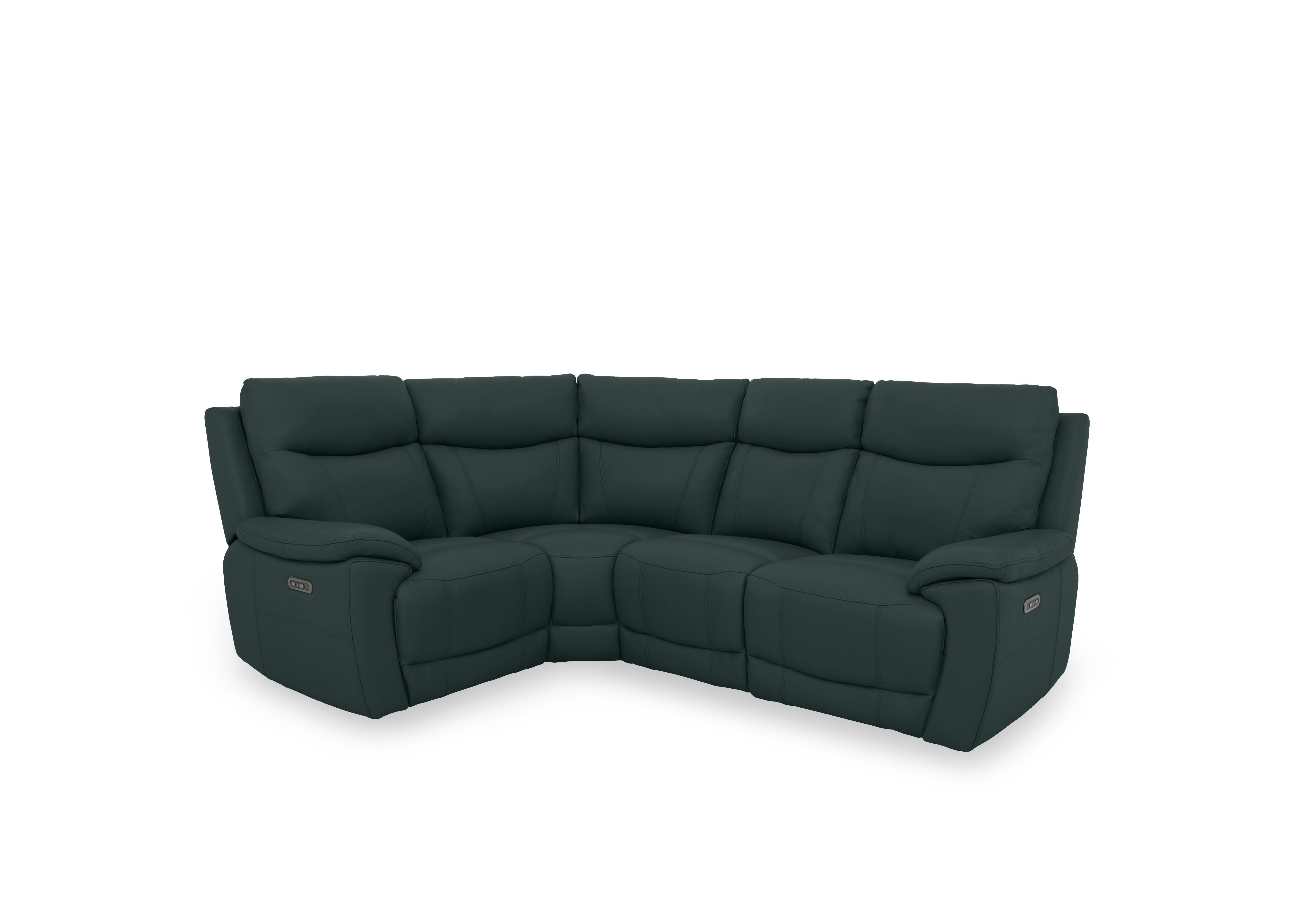 Sloane Leather Small Power Recliner Corner Sofa with Power Headrests in Cat-40/09 Peacock on Furniture Village