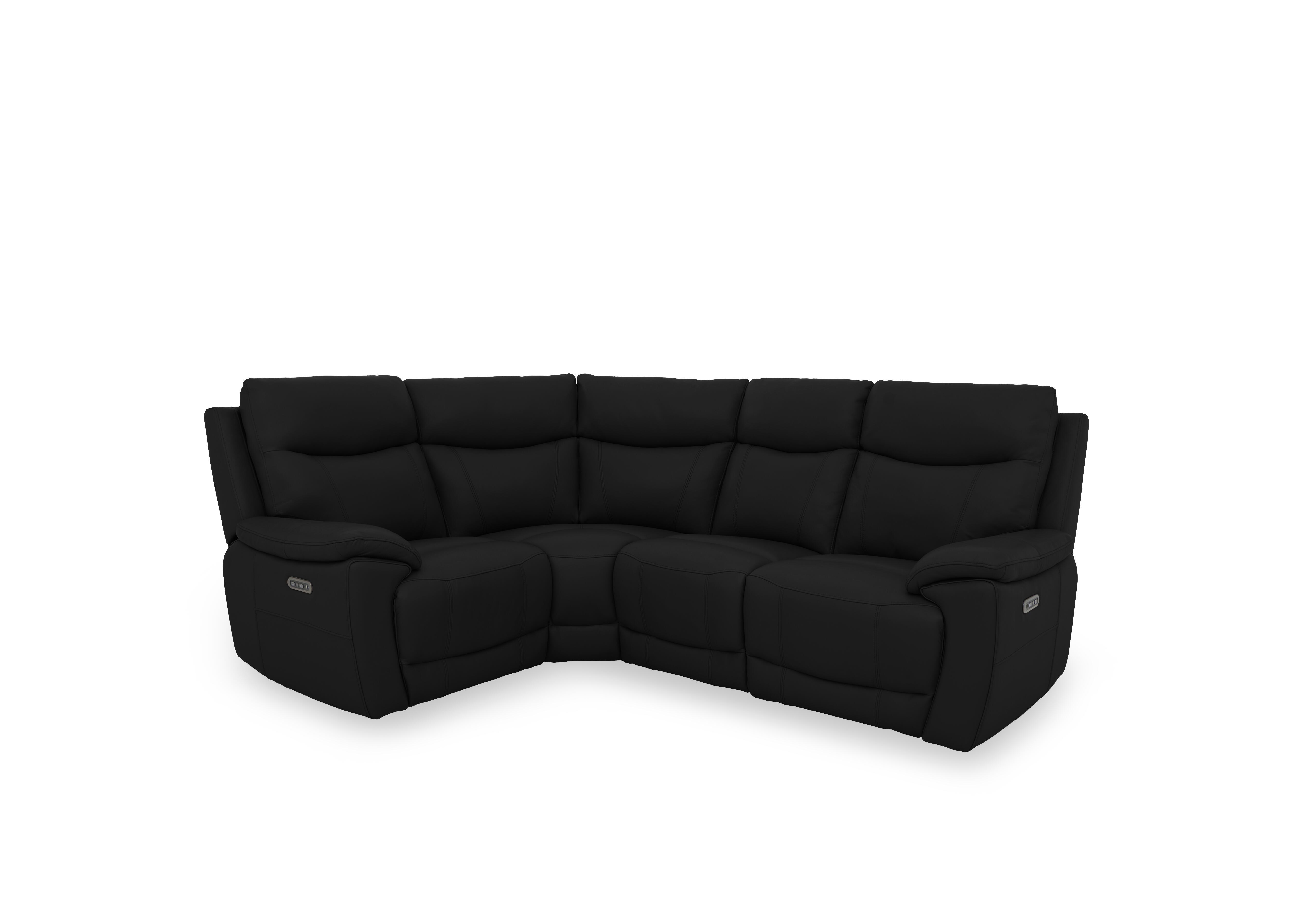 Sloane Leather Small Power Recliner Corner Sofa with Power Headrests in Cat-40/23 Jet Black on Furniture Village