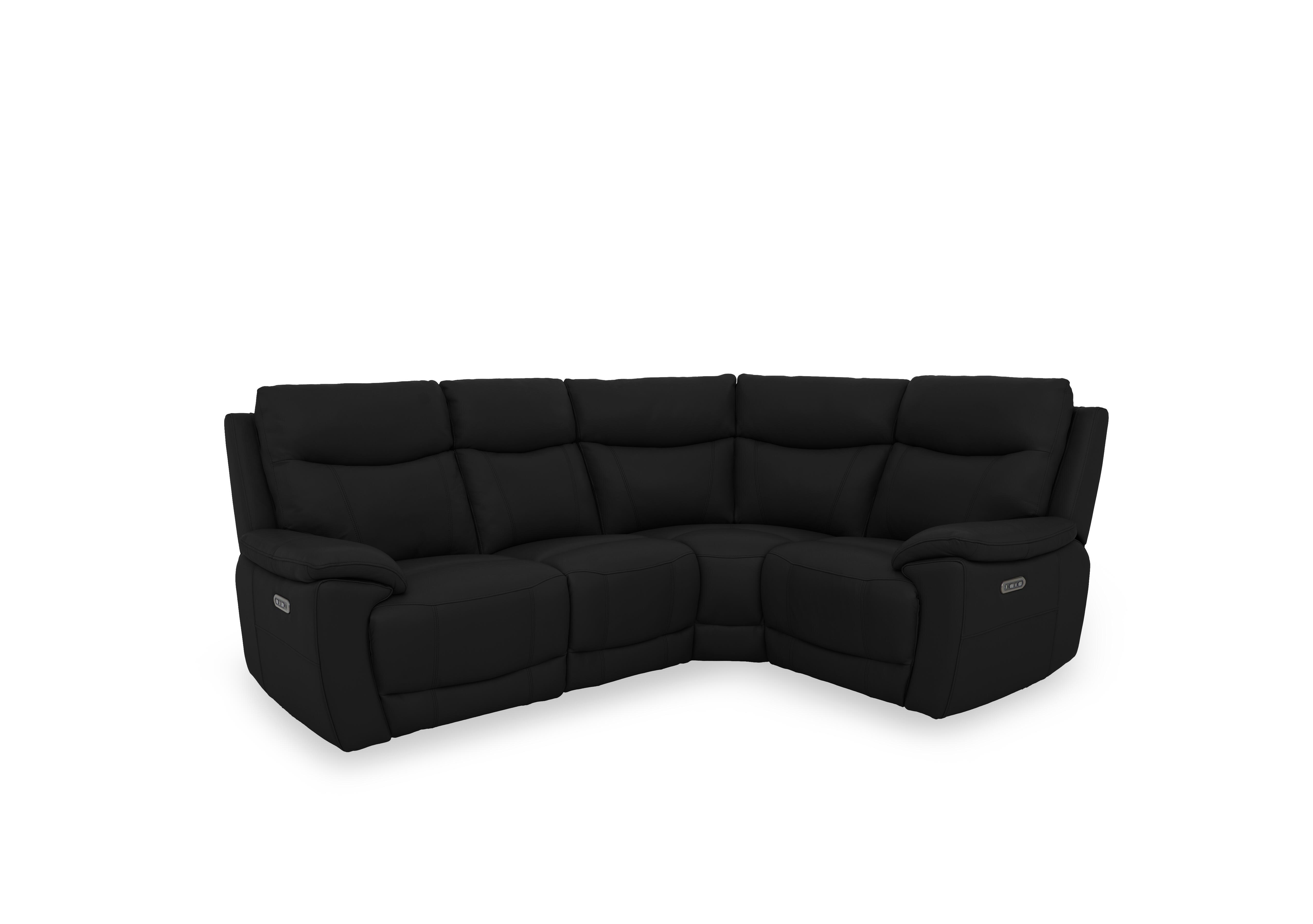 Sloane Leather Small Power Recliner Corner Sofa with Power Headrests in Cat-40/23 Jet Black on Furniture Village