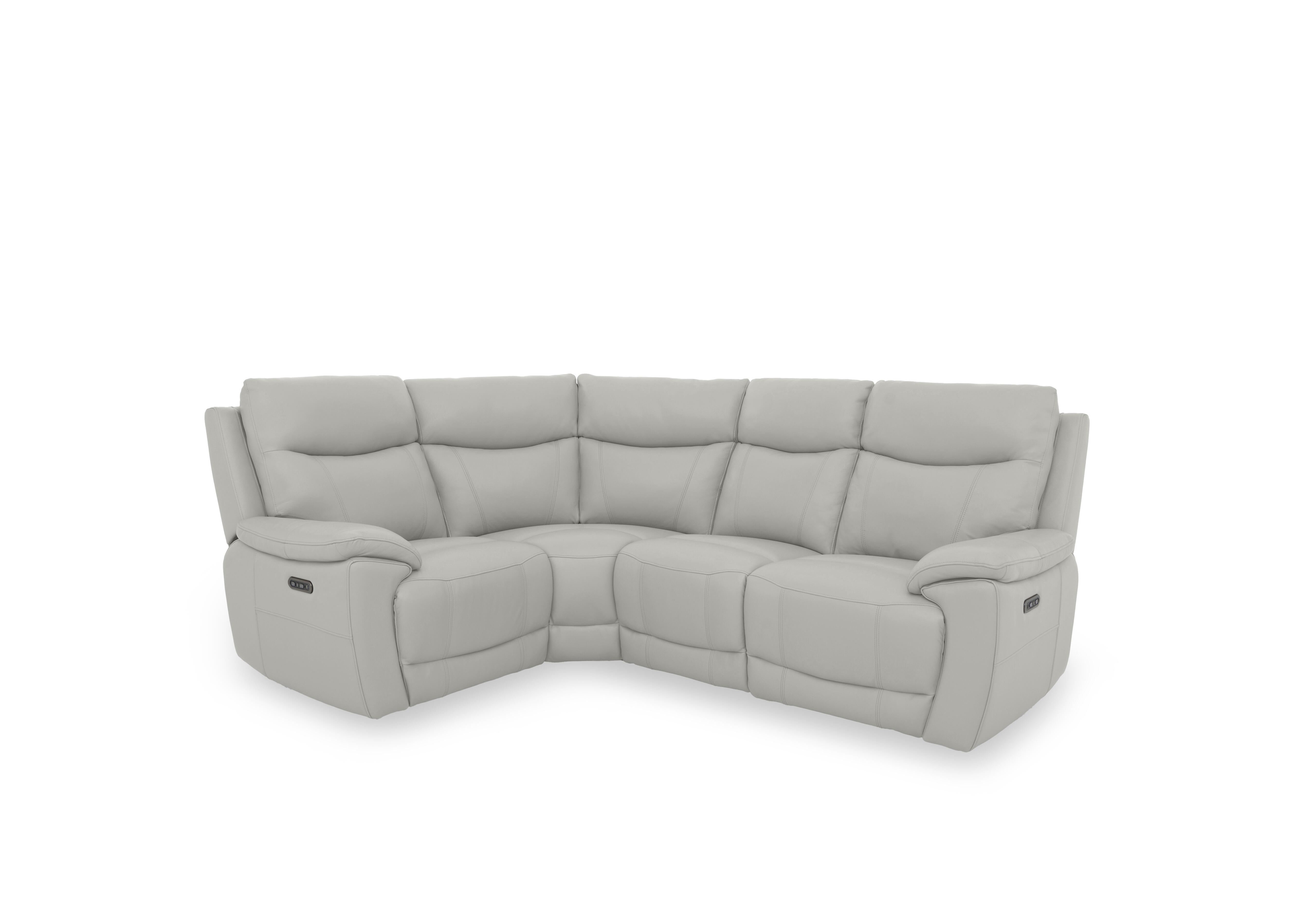 Sloane Leather Small Power Recliner Corner Sofa with Power Headrests in Cat-40/27 Light Grey on Furniture Village
