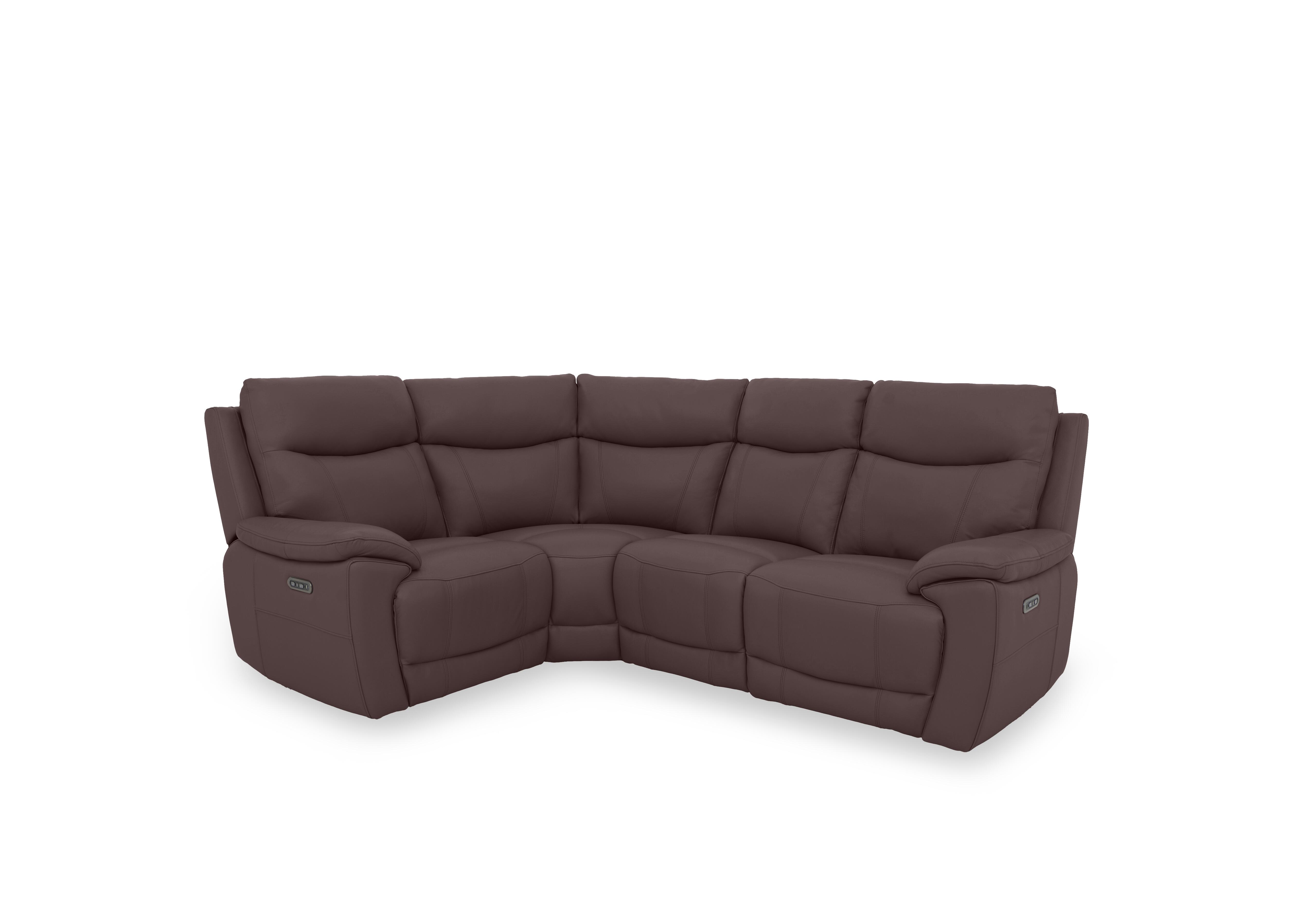 Sloane Leather Small Power Recliner Corner Sofa with Power Headrests in Cat-40/30 Mulberry on Furniture Village