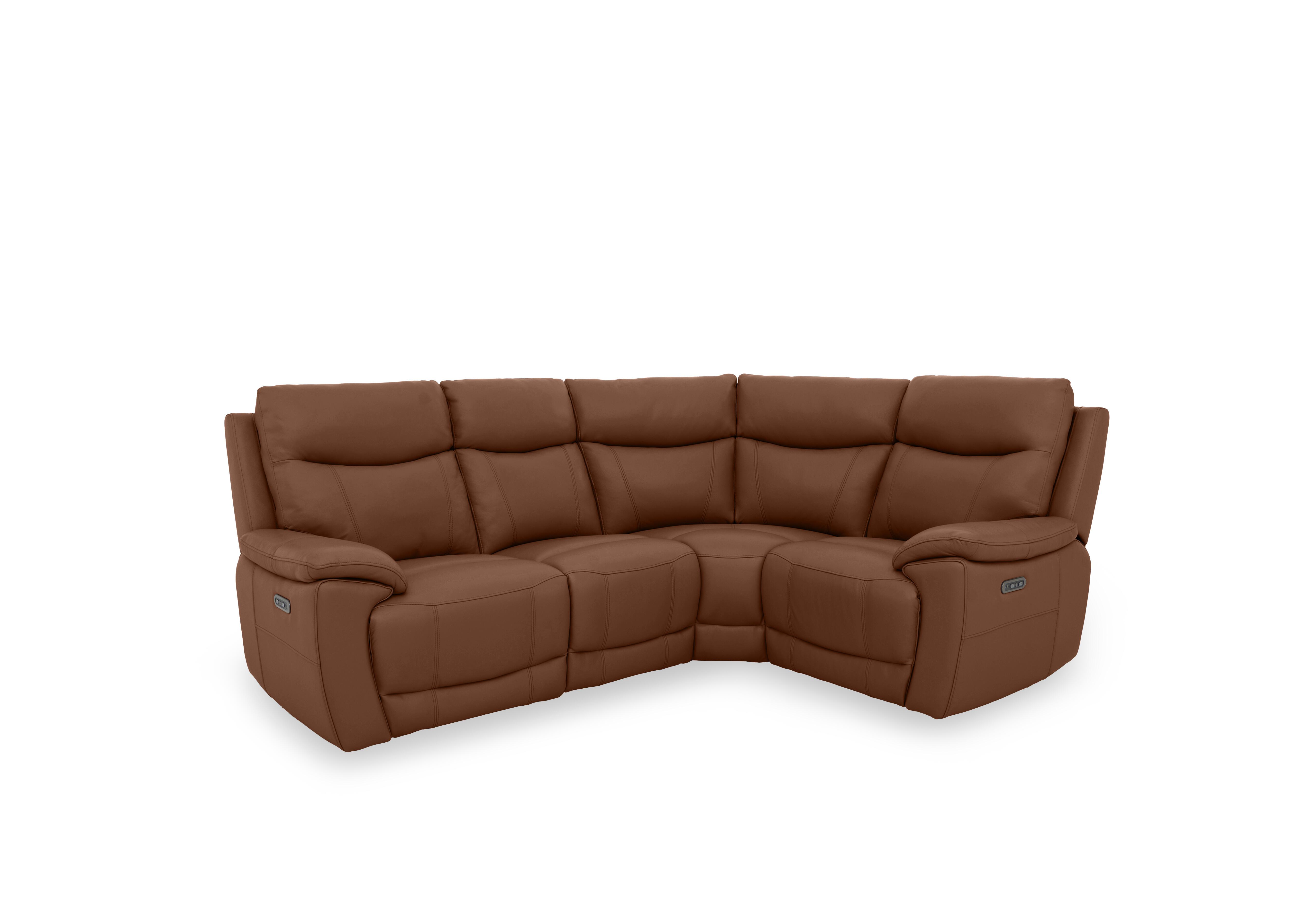 Sloane Leather Small Power Recliner Corner Sofa with Power Headrests in Cat-60/07 Butterscotch on Furniture Village