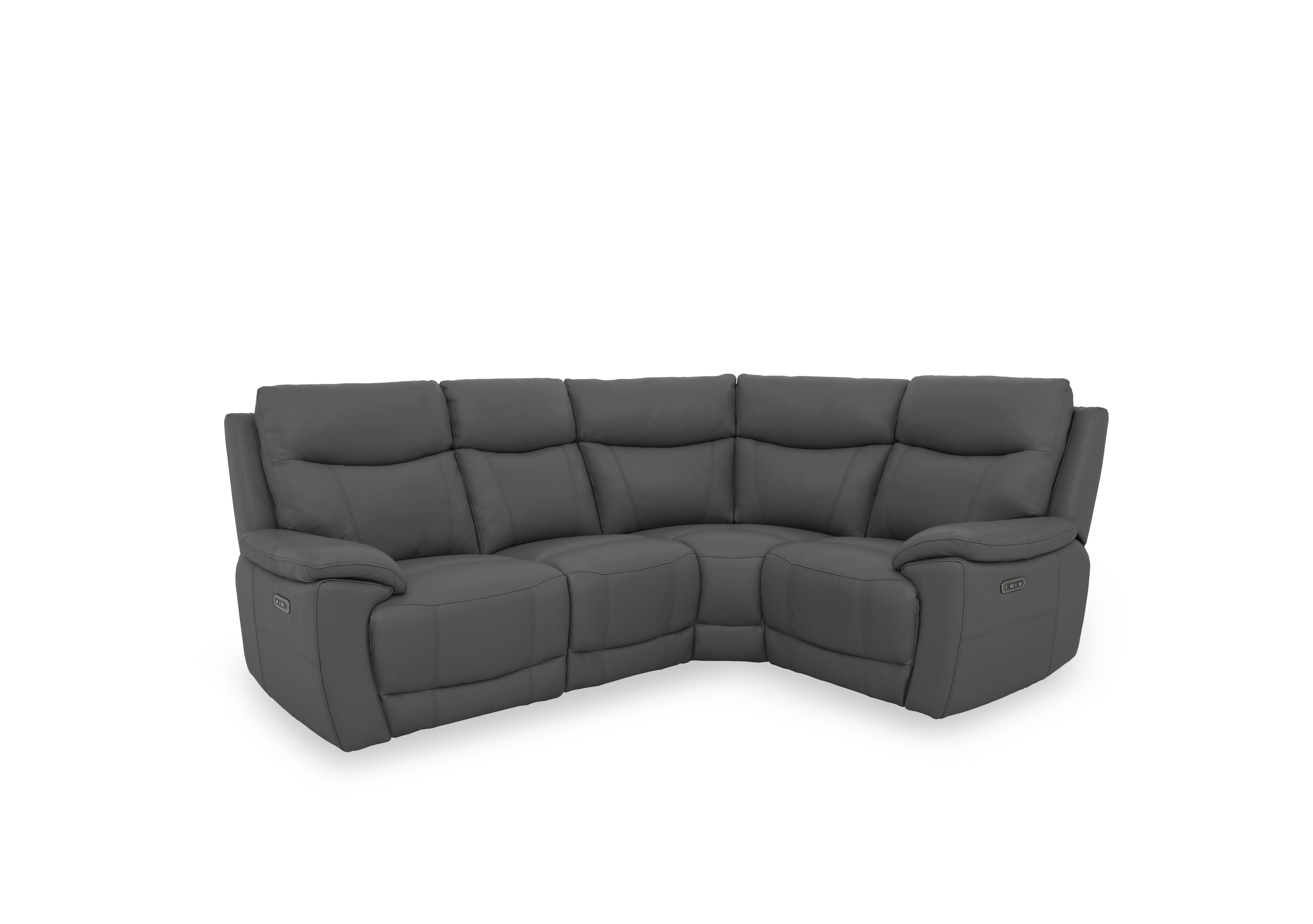 Sloane Leather Small Power Recliner Corner Sofa with Power Headrests in Cat-60/33 Granite on Furniture Village