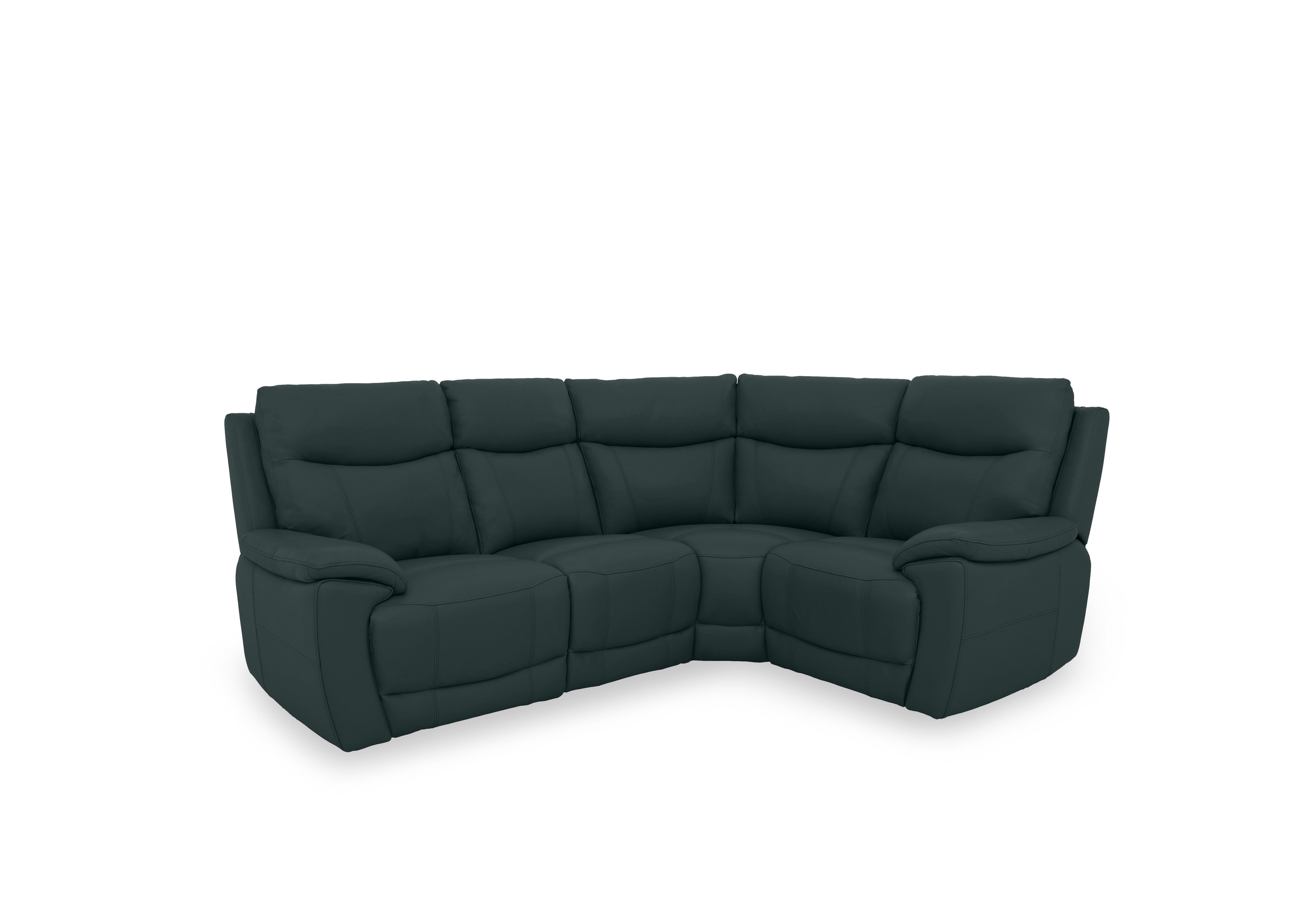 Sloane Leather Small Corner Sofa in Cat-40/09 Peacock on Furniture Village