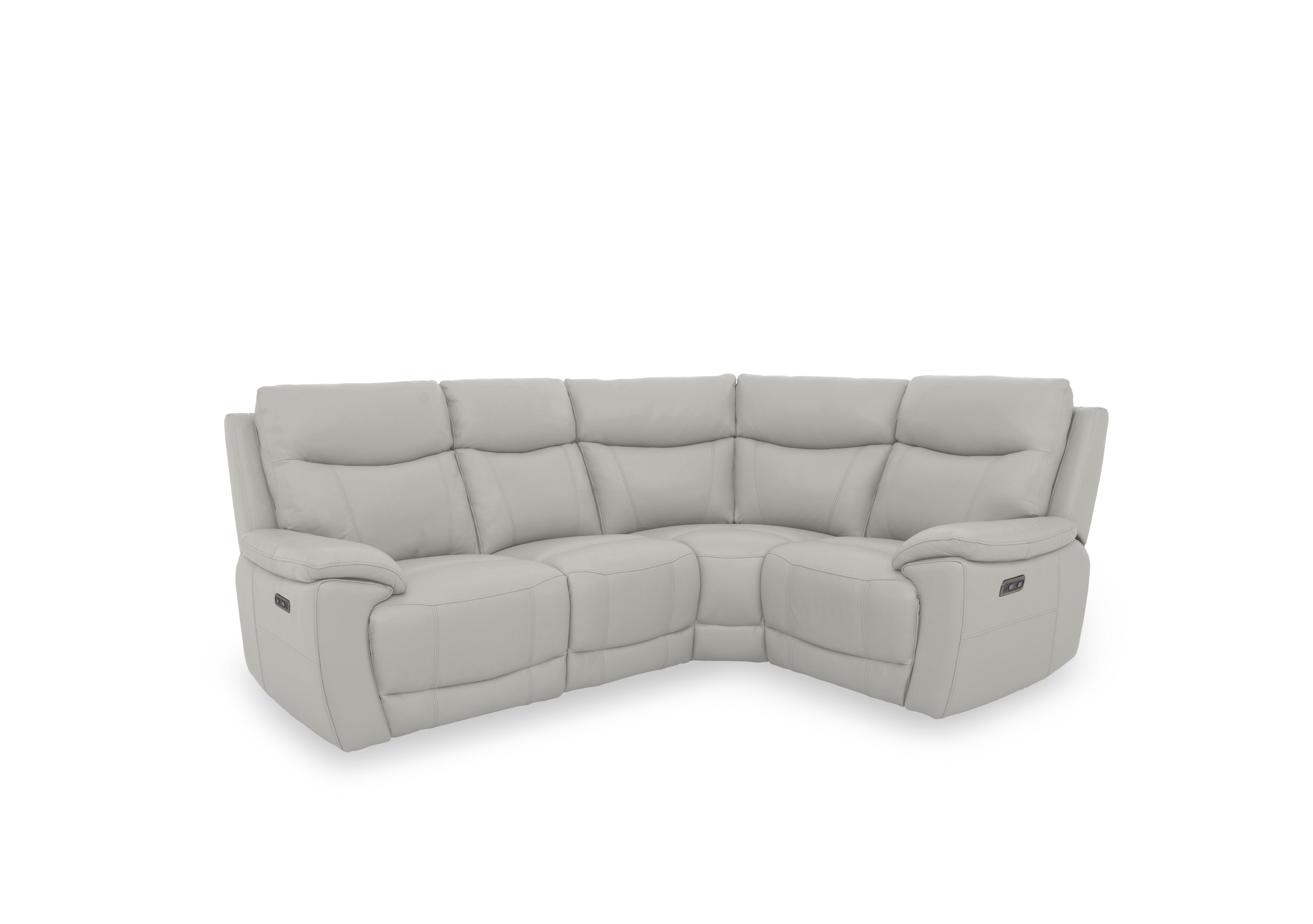 Sloane Leather Small Corner Sofa in Cat-40/27 Light Grey on Furniture Village