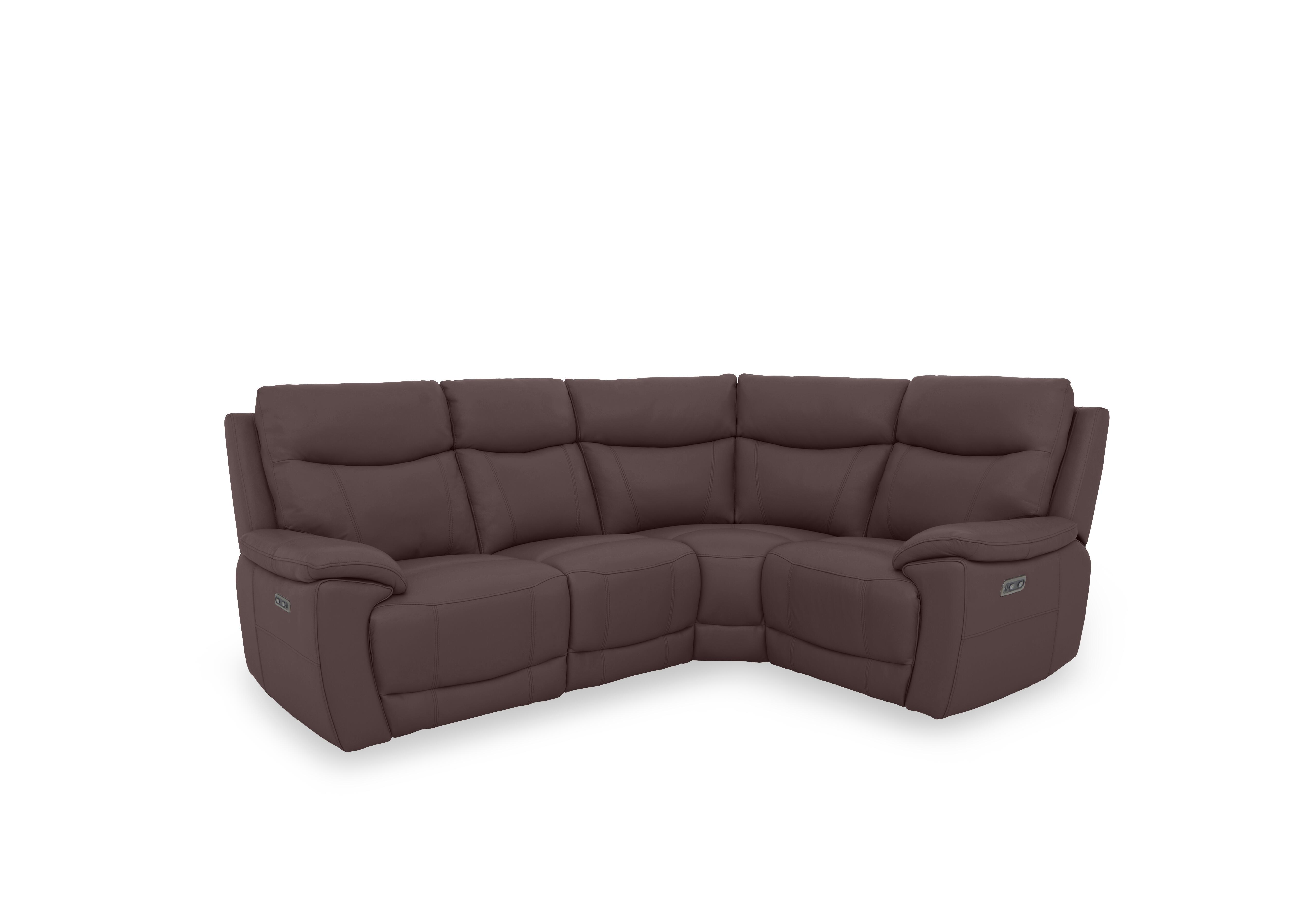 Sloane Leather Small Corner Sofa in Cat-40/30 Mulberry on Furniture Village
