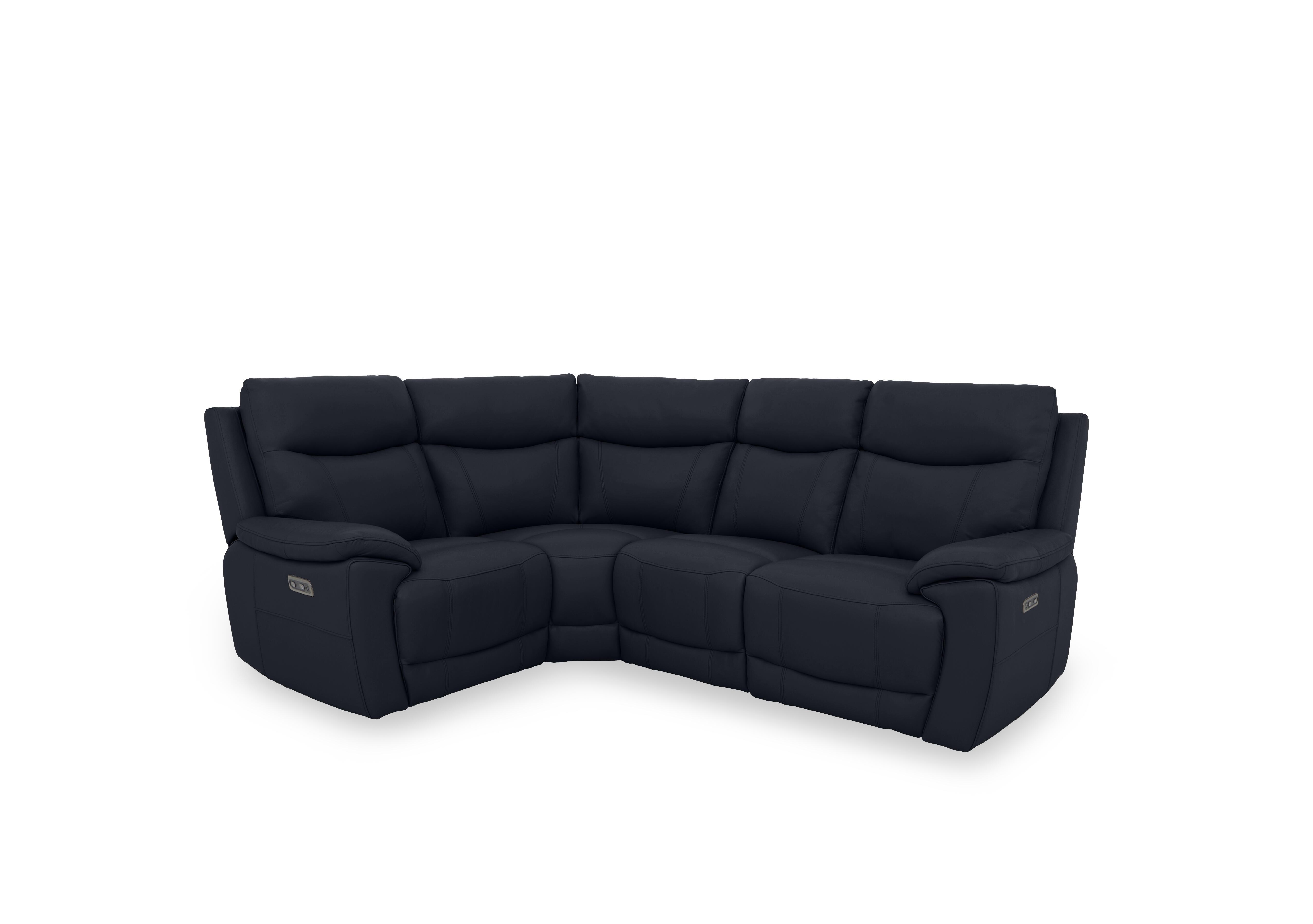 Sloane Leather Small Corner Sofa in Cat-60/24 Navy on Furniture Village