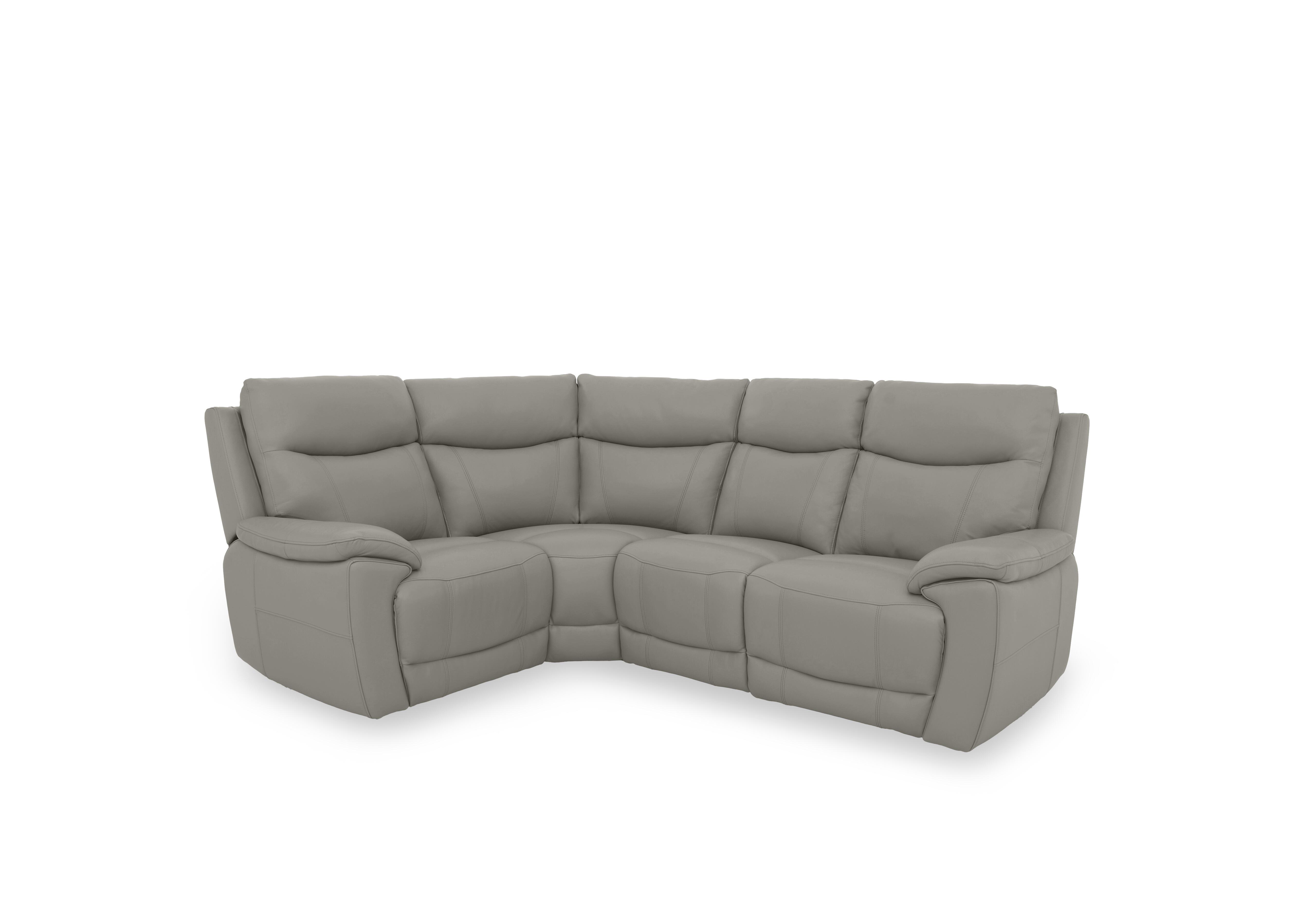 Sloane Leather Small Corner Sofa in Cat-60/28 New Grey on Furniture Village
