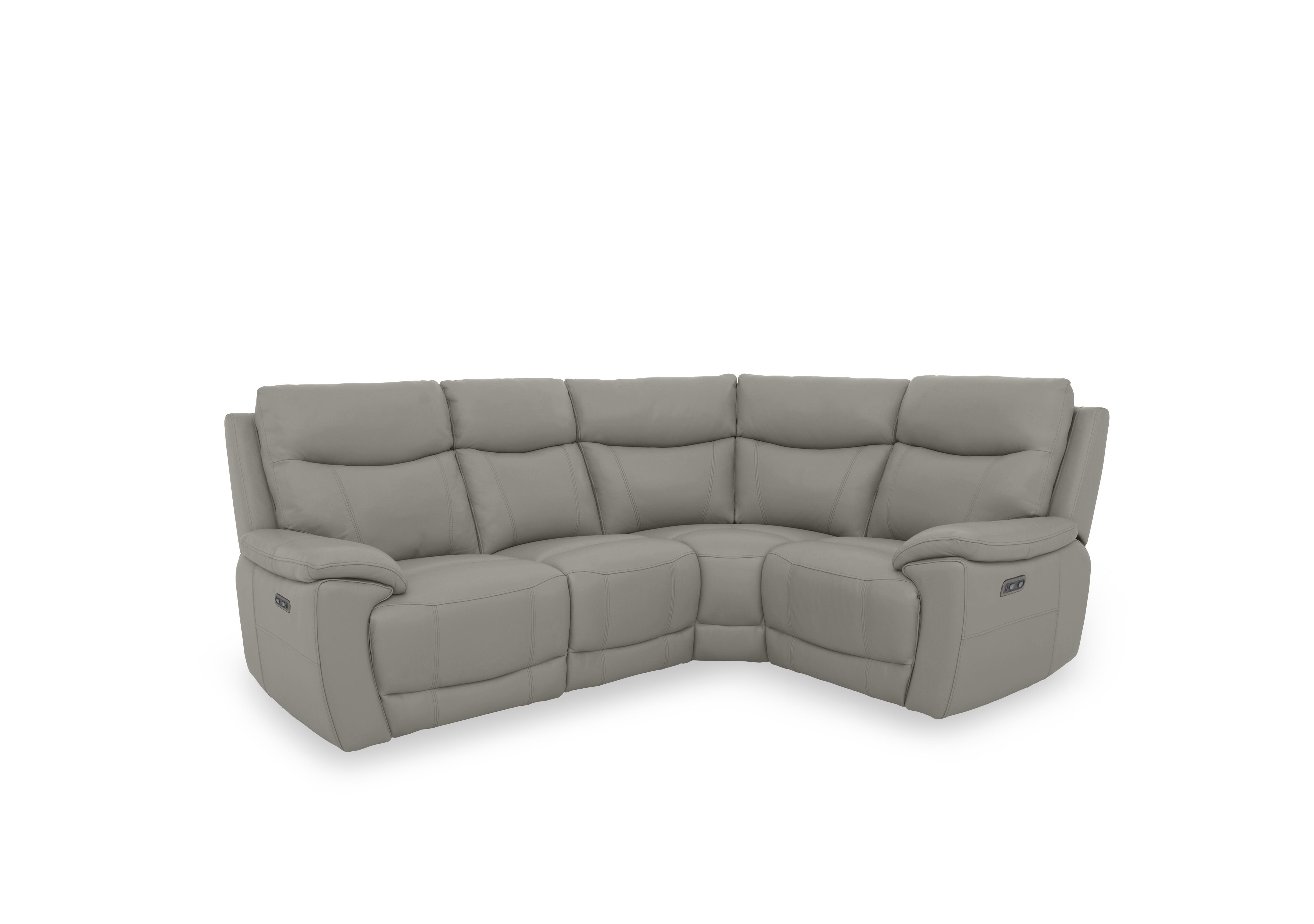 Sloane Leather Small Corner Sofa in Cat-60/28 New Grey on Furniture Village
