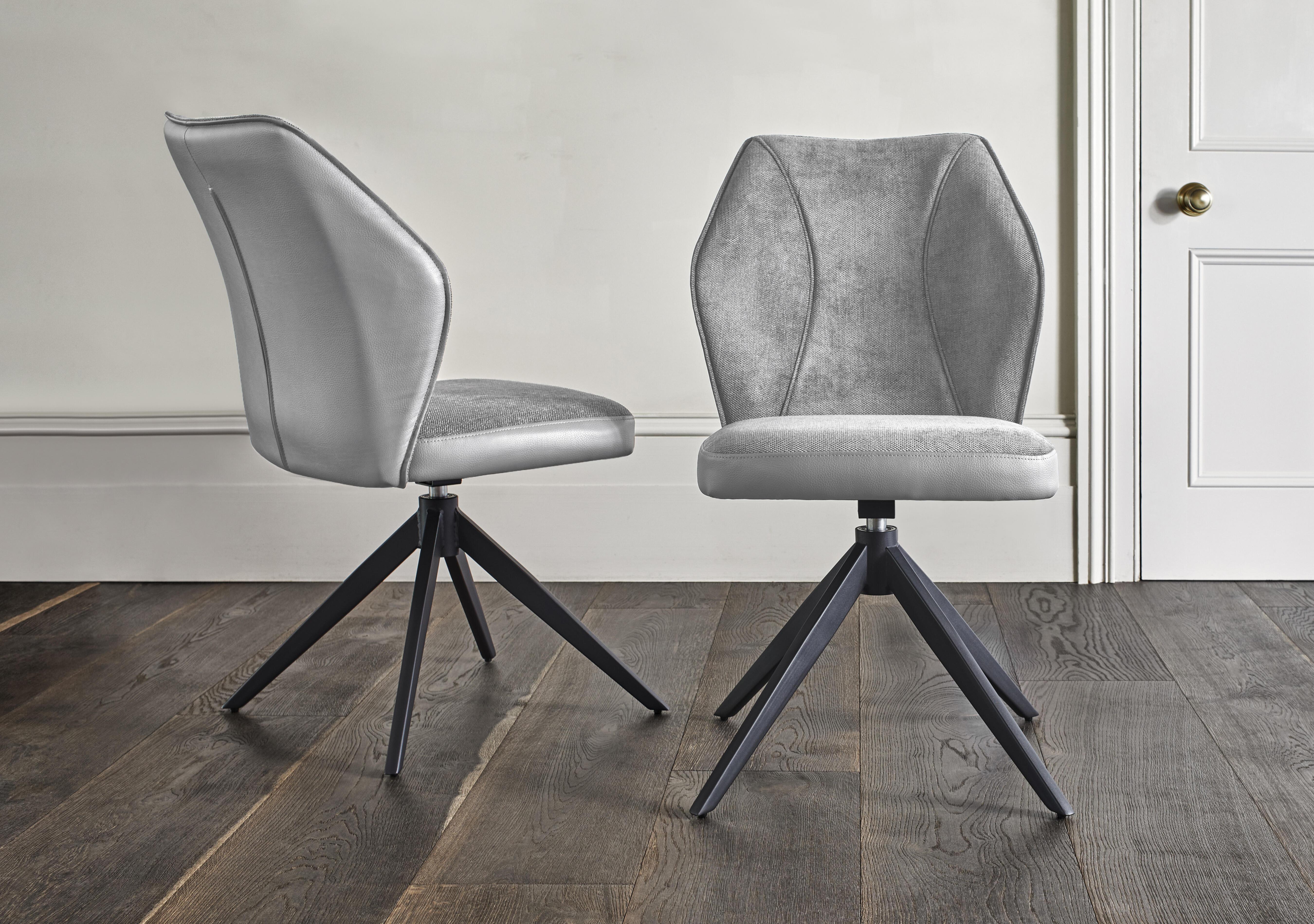 Julio Pair of Swivel Dining Chairs in G5 Stone on Furniture Village