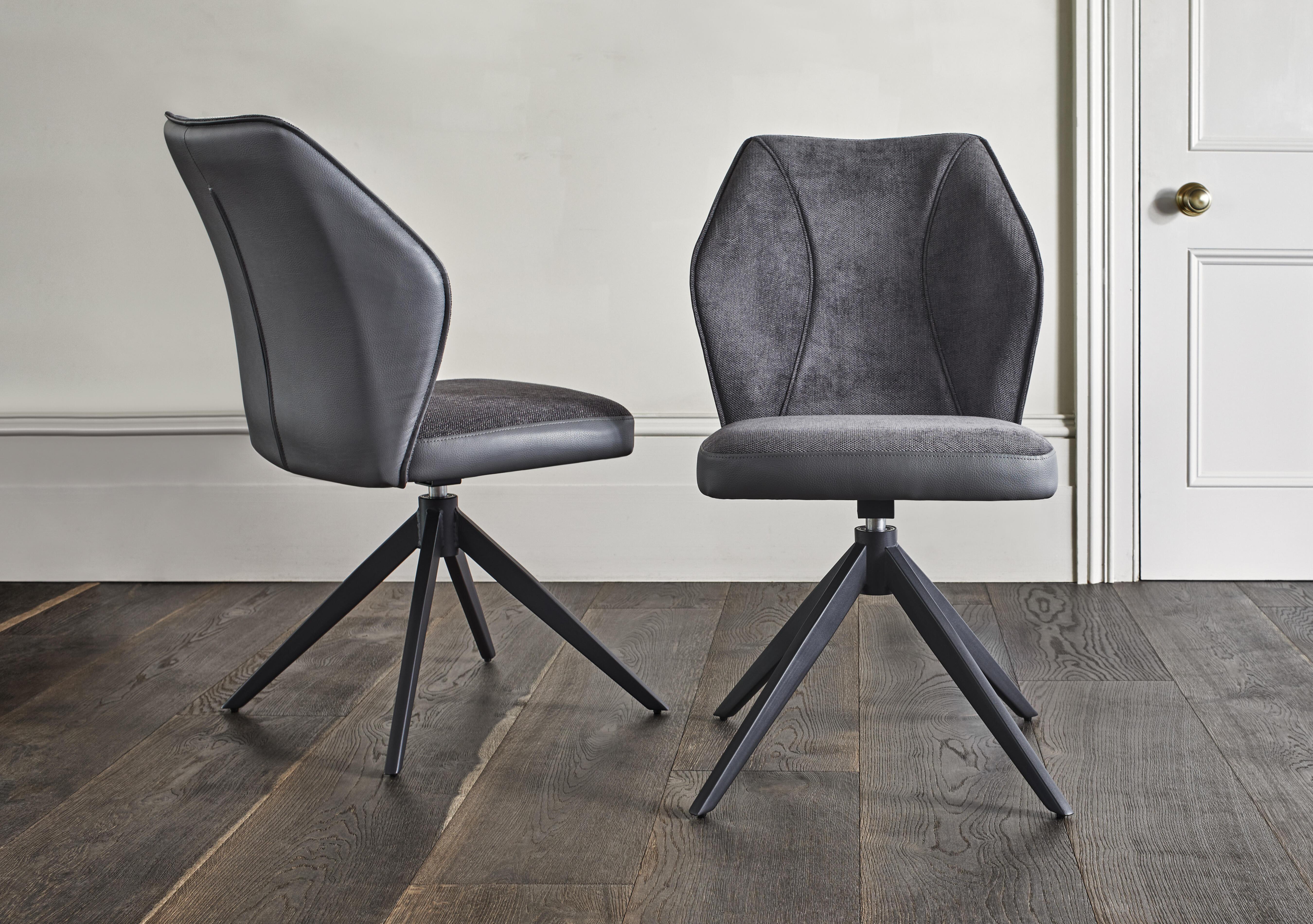 Julio Pair of Swivel Dining Chairs in G6 Anthracite on Furniture Village