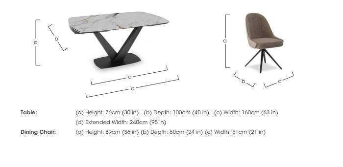 Julio Medium 160cm Draw Leaf Extending Dining Table in Fiorentio Marble Ceramic with 4 Dining Chairs in  on Furniture Village