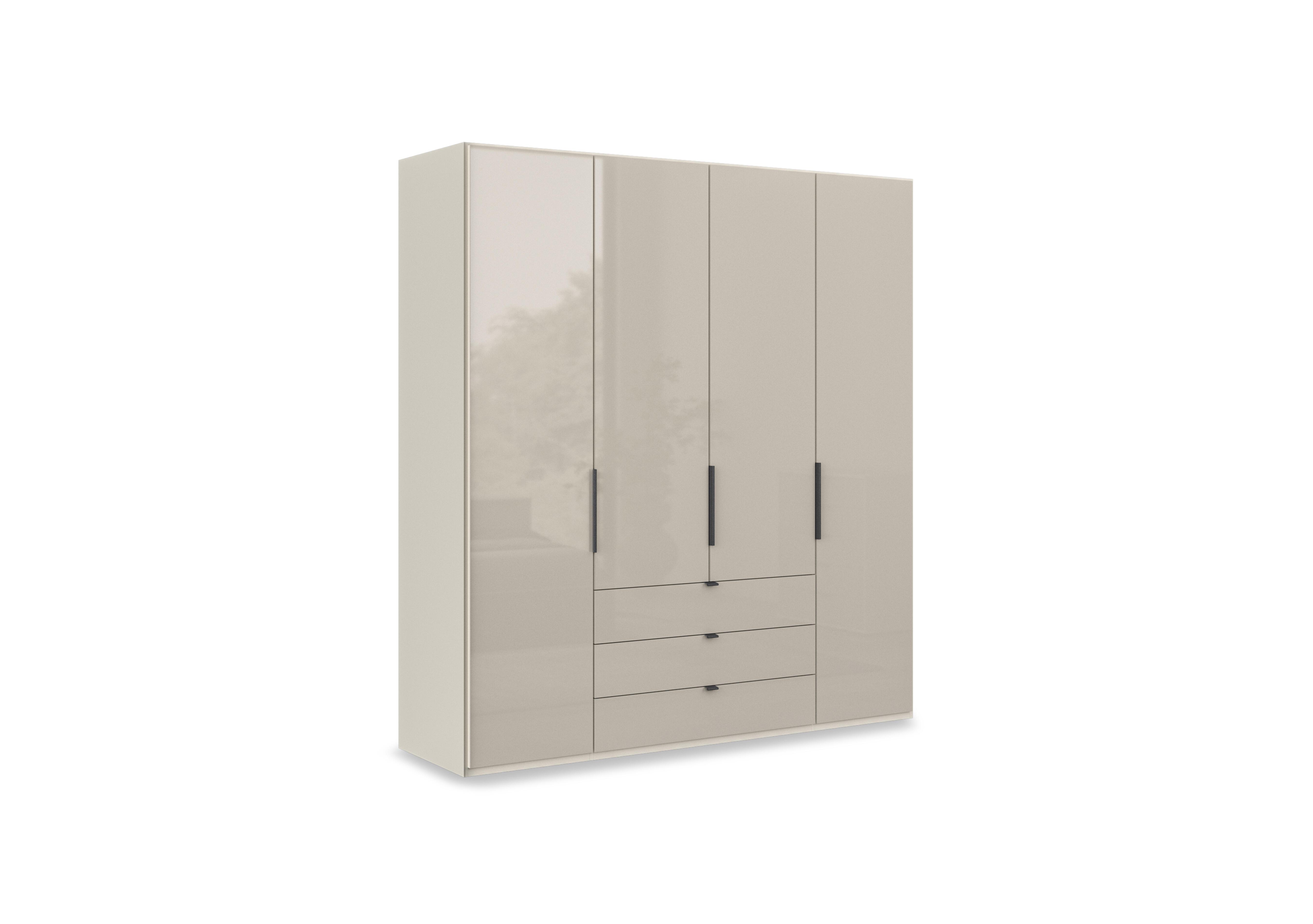Amara 200cm 4 Door Combi Wardrobe with Glass Doors and Drawers in Champagne on Furniture Village