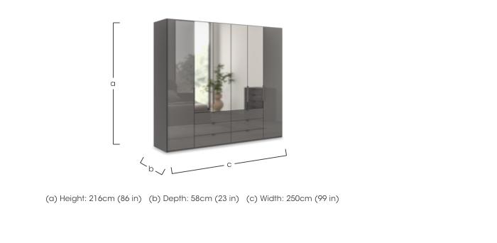 Amara 250cm 6 Door Combi Wardrobe with 4 Mirror Doors, 2 Glass Doors and 6 Glass Drawers in  on Furniture Village