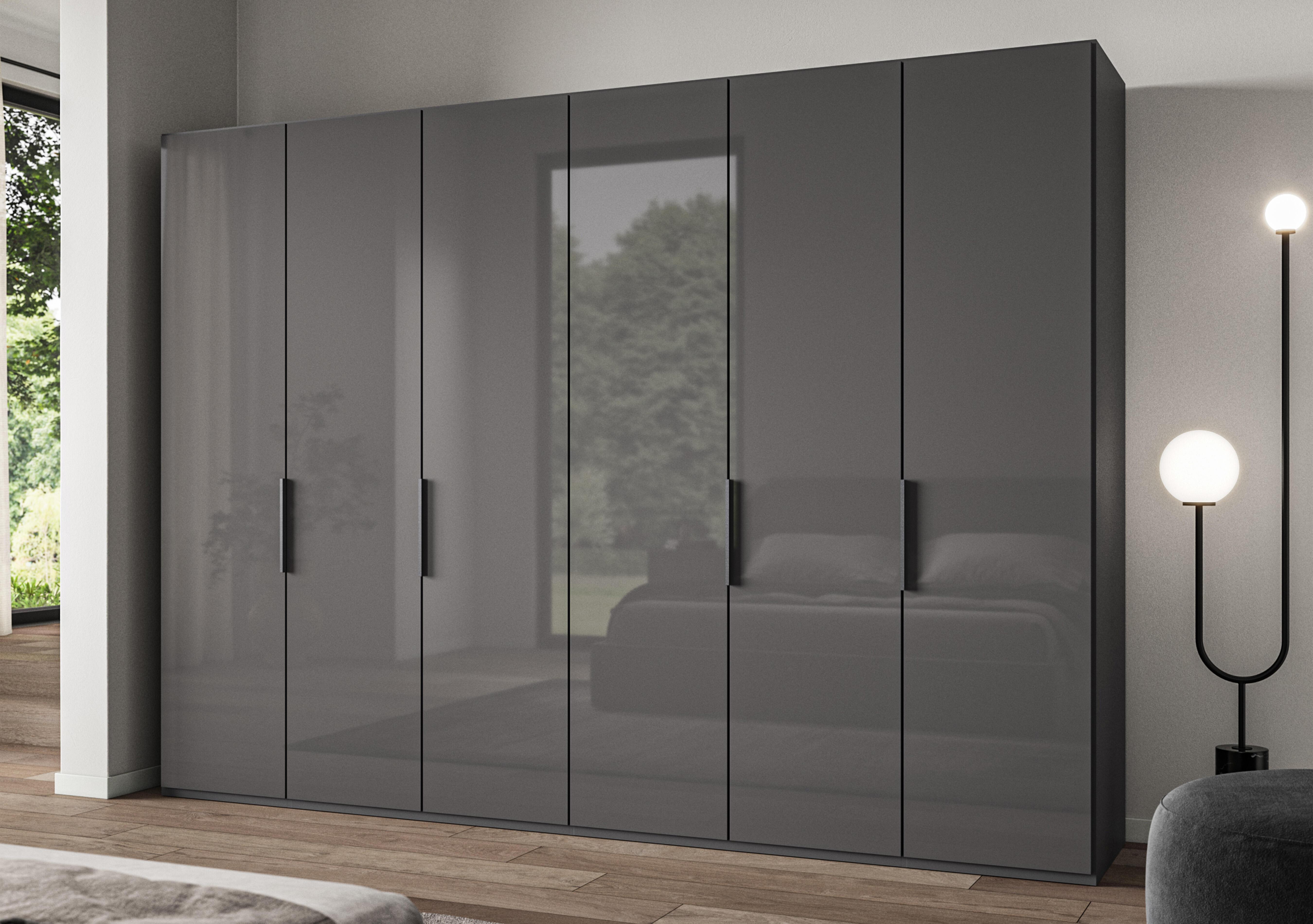 Amara 300cm 6 Door Hinged Wardrobe with Glass Doors in  on Furniture Village