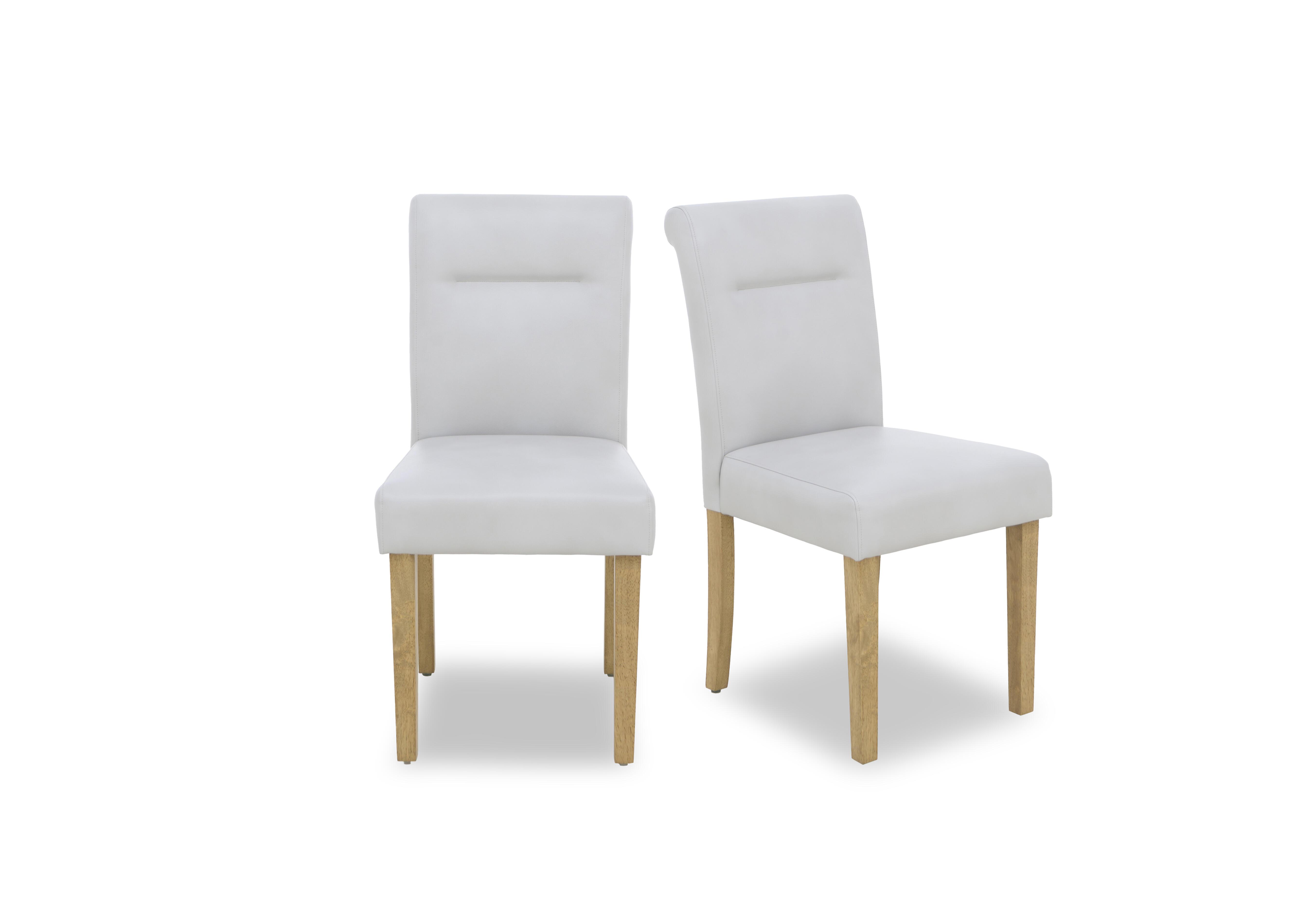 Lewis Pair of Roll Back Faux Leather Dining Chairs in Light Grey on Furniture Village