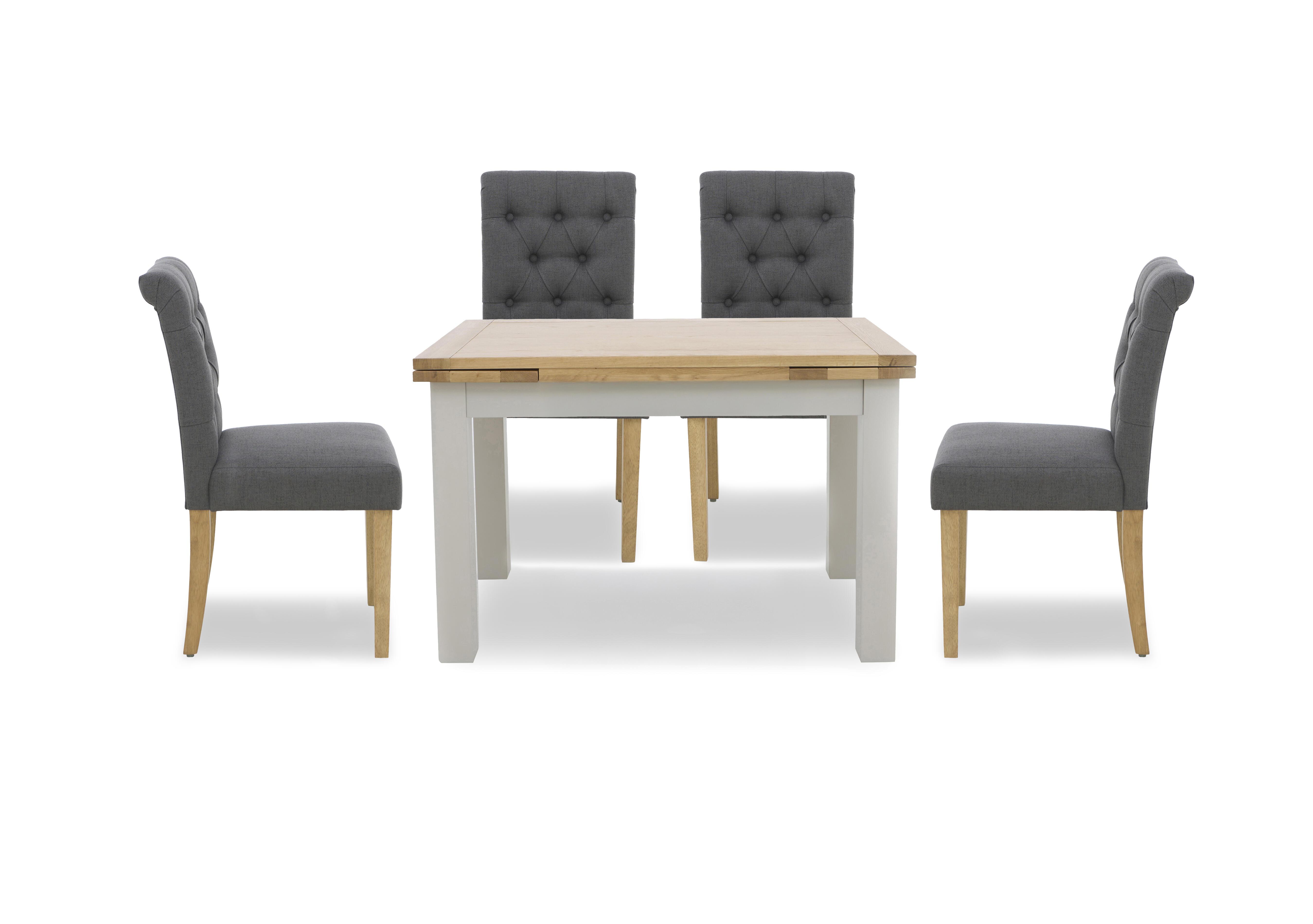 Lewis Large Draw Leaf Extending Dining Table and 4 Button Back Dining Chairs in Anthracite on Furniture Village