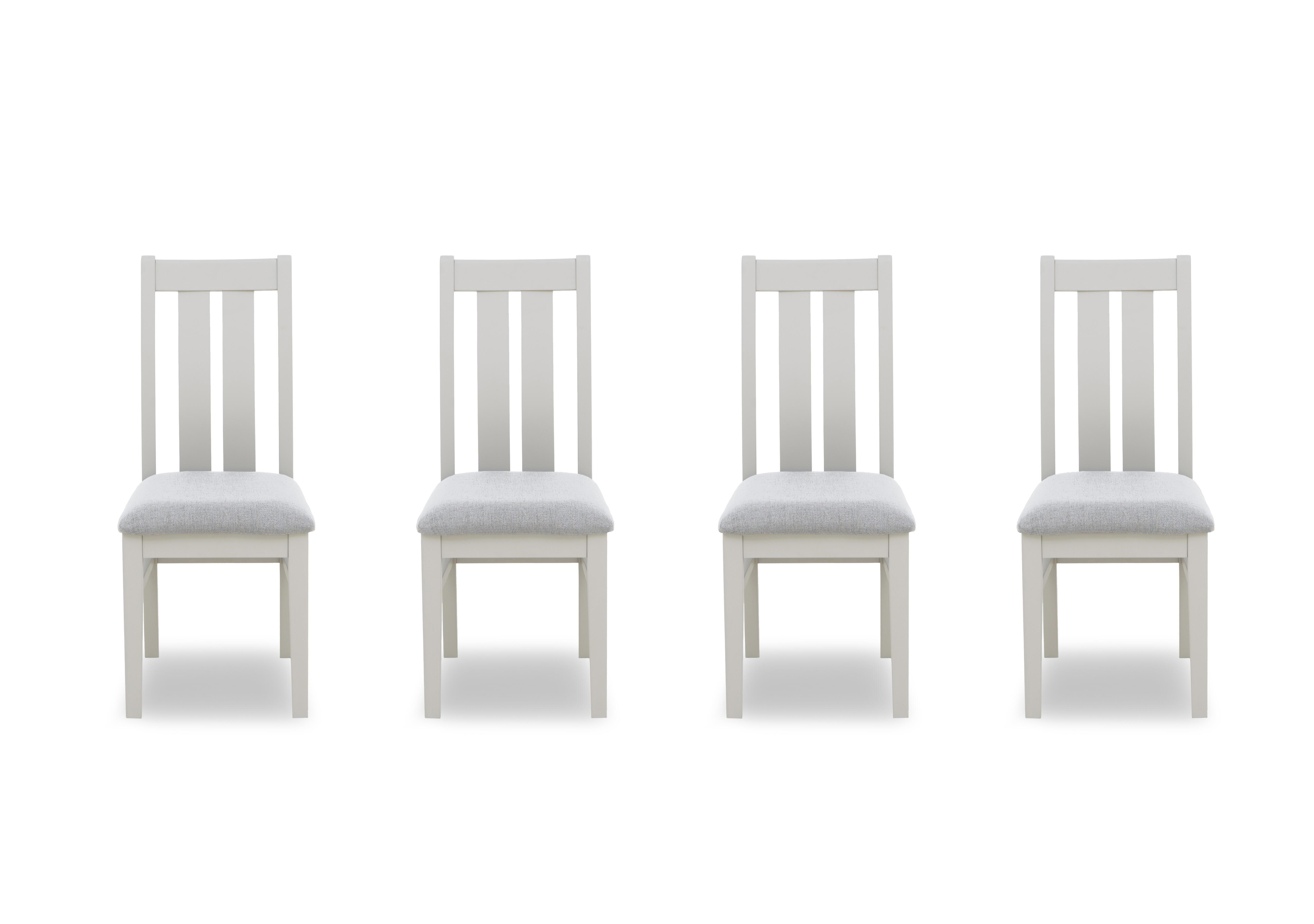 Lewis Set of 4 Wooden Slatted Back Dining Chairs in Mist on Furniture Village