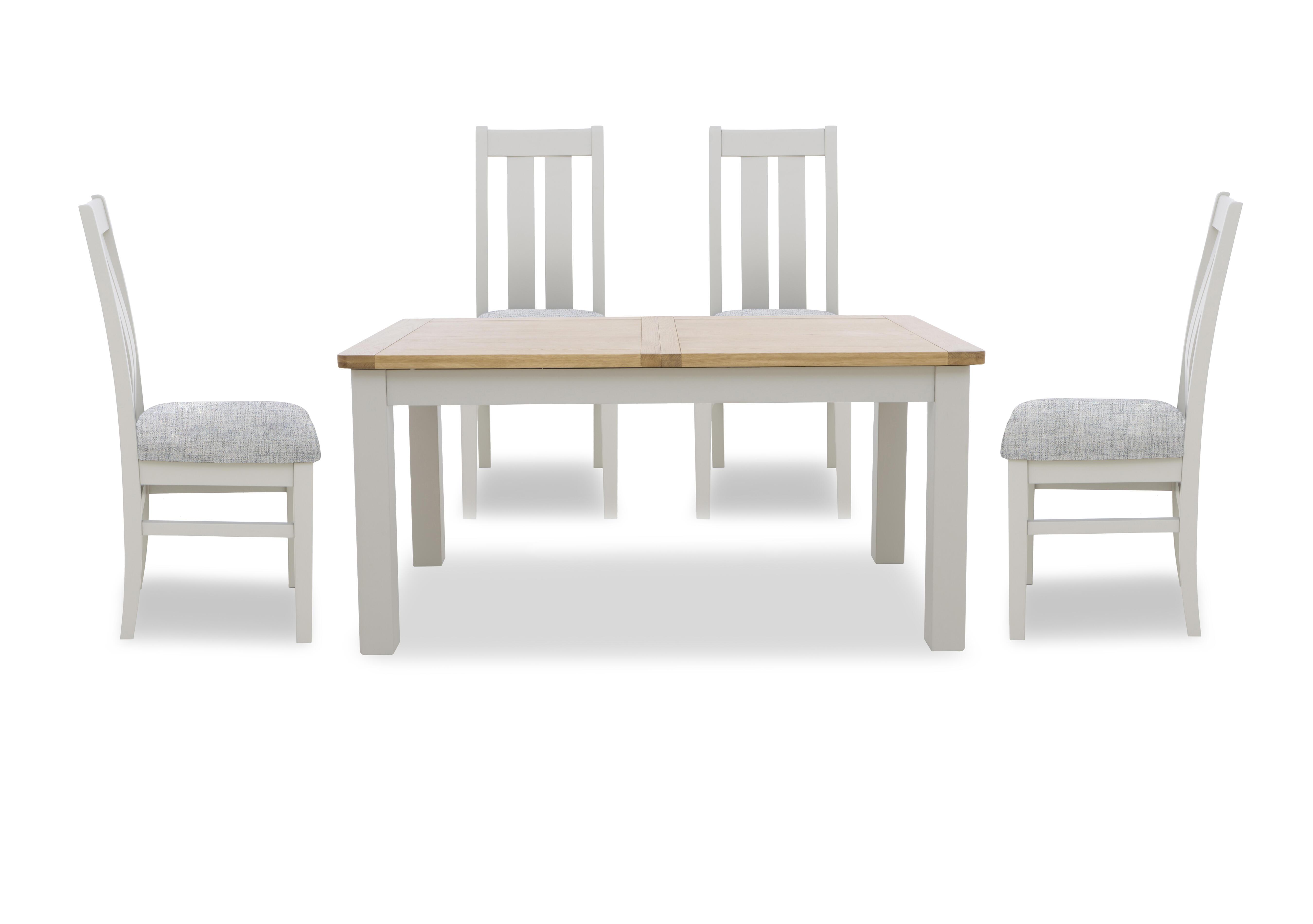 Lewis Rectangular Extending Dining Table and 4 Wooden Slatted Back Dining Chairs in Mist on Furniture Village