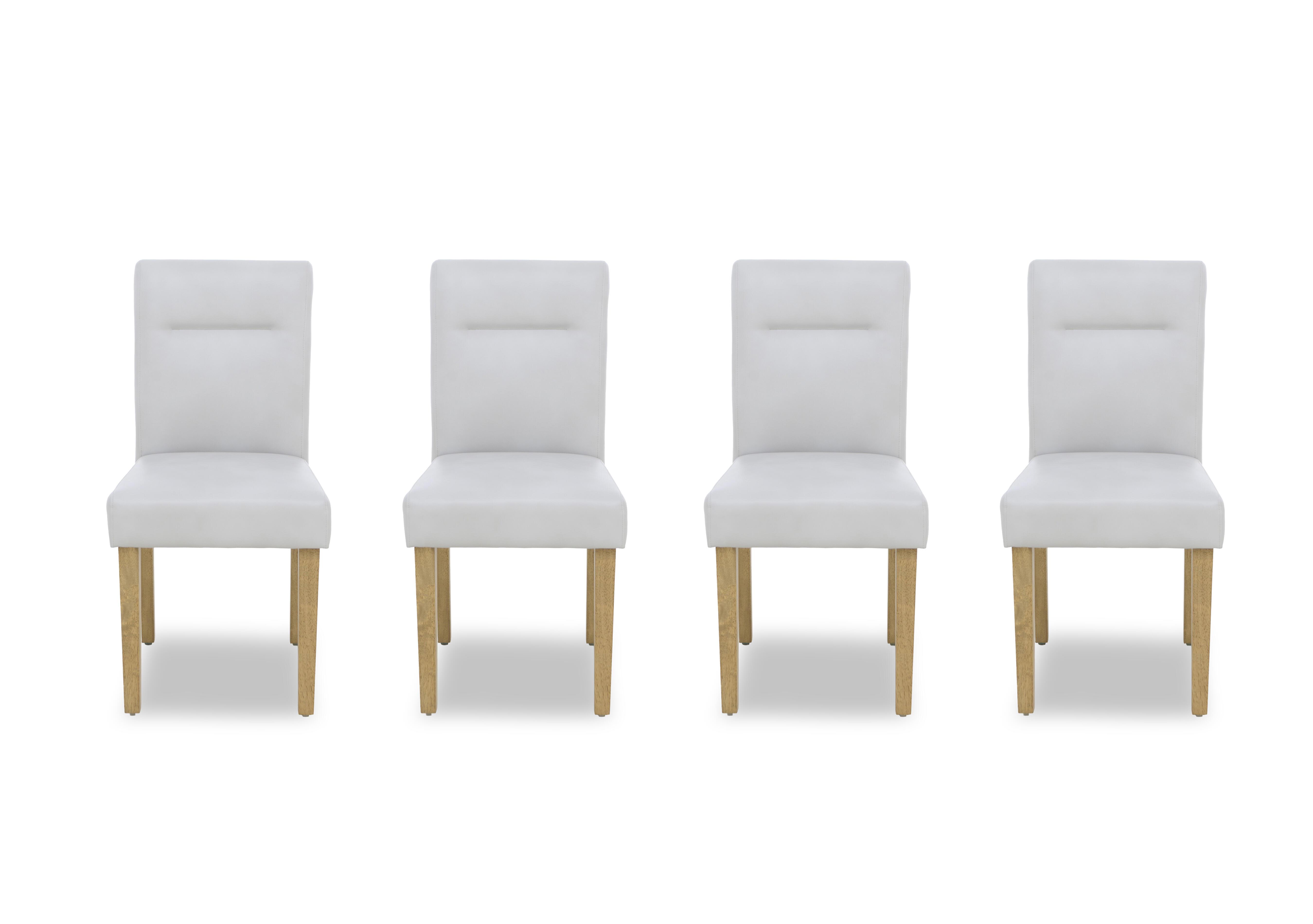 Lewis Set of 4 Roll Back Faux Leather Dining Chairs in Light Grey on Furniture Village