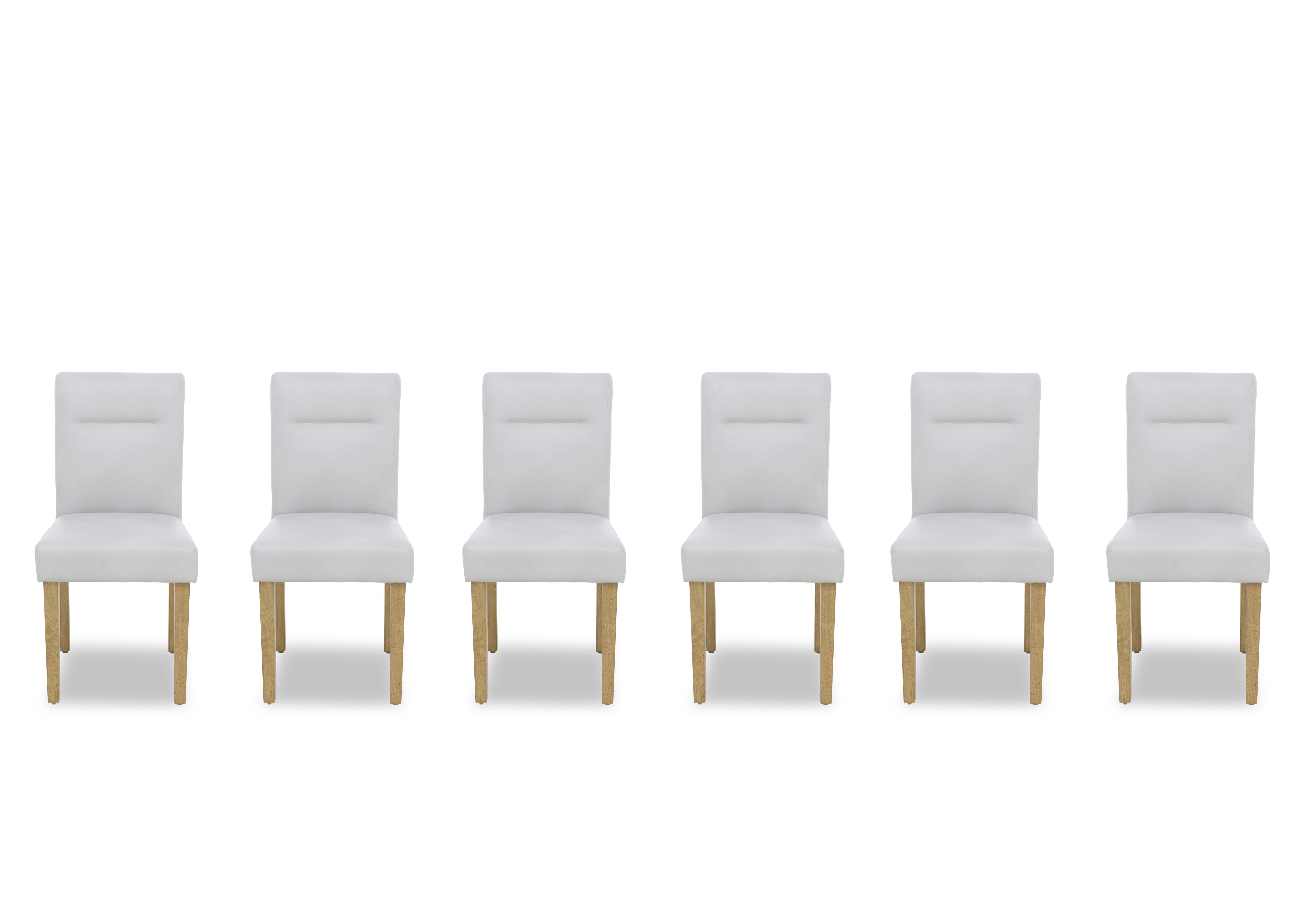 Lewis Set of 6 Roll Back Faux Leather Dining Chairs in Light Grey on Furniture Village