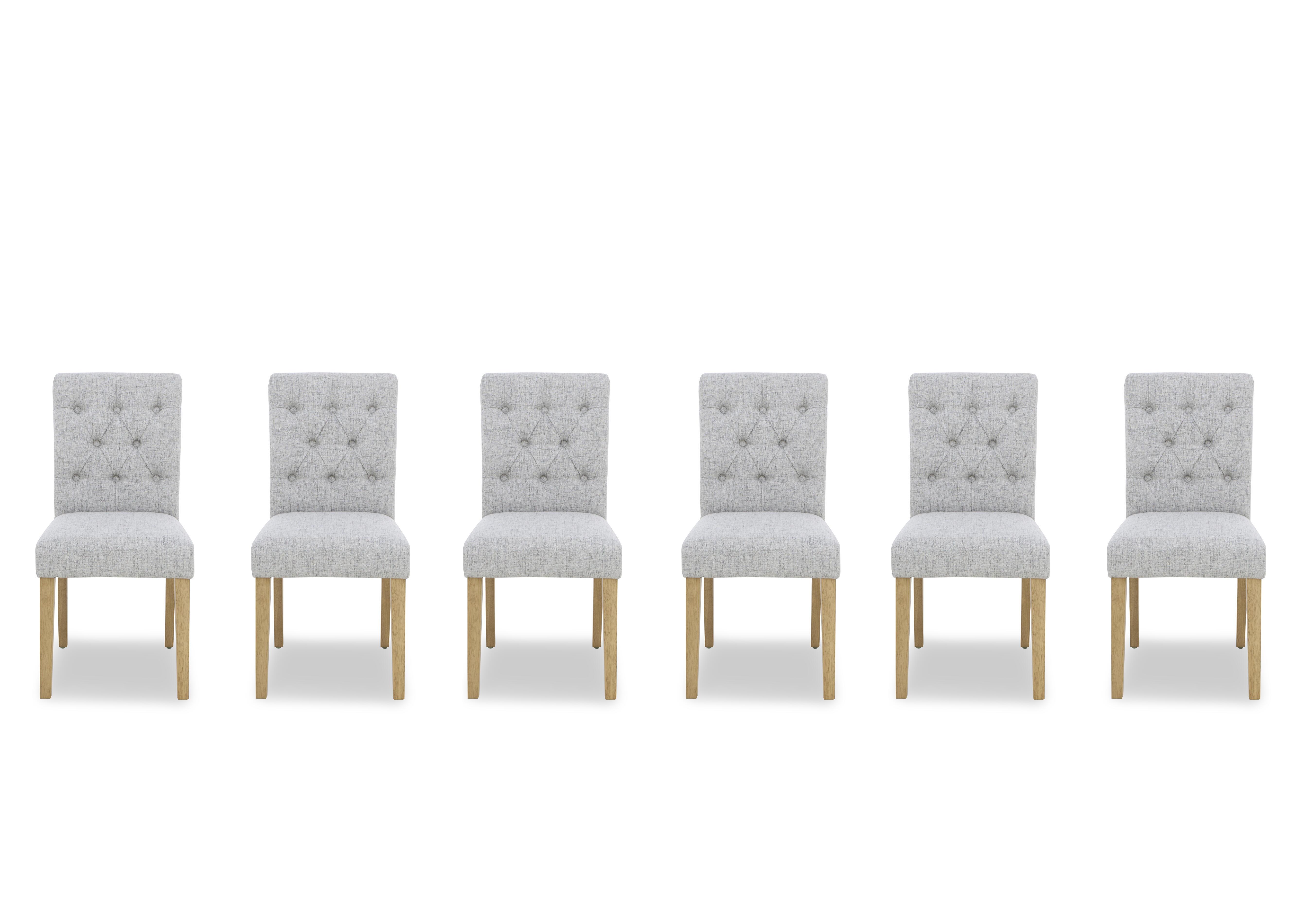 Lewis Set of 6 Button Back Dining Chairs in Mist on Furniture Village