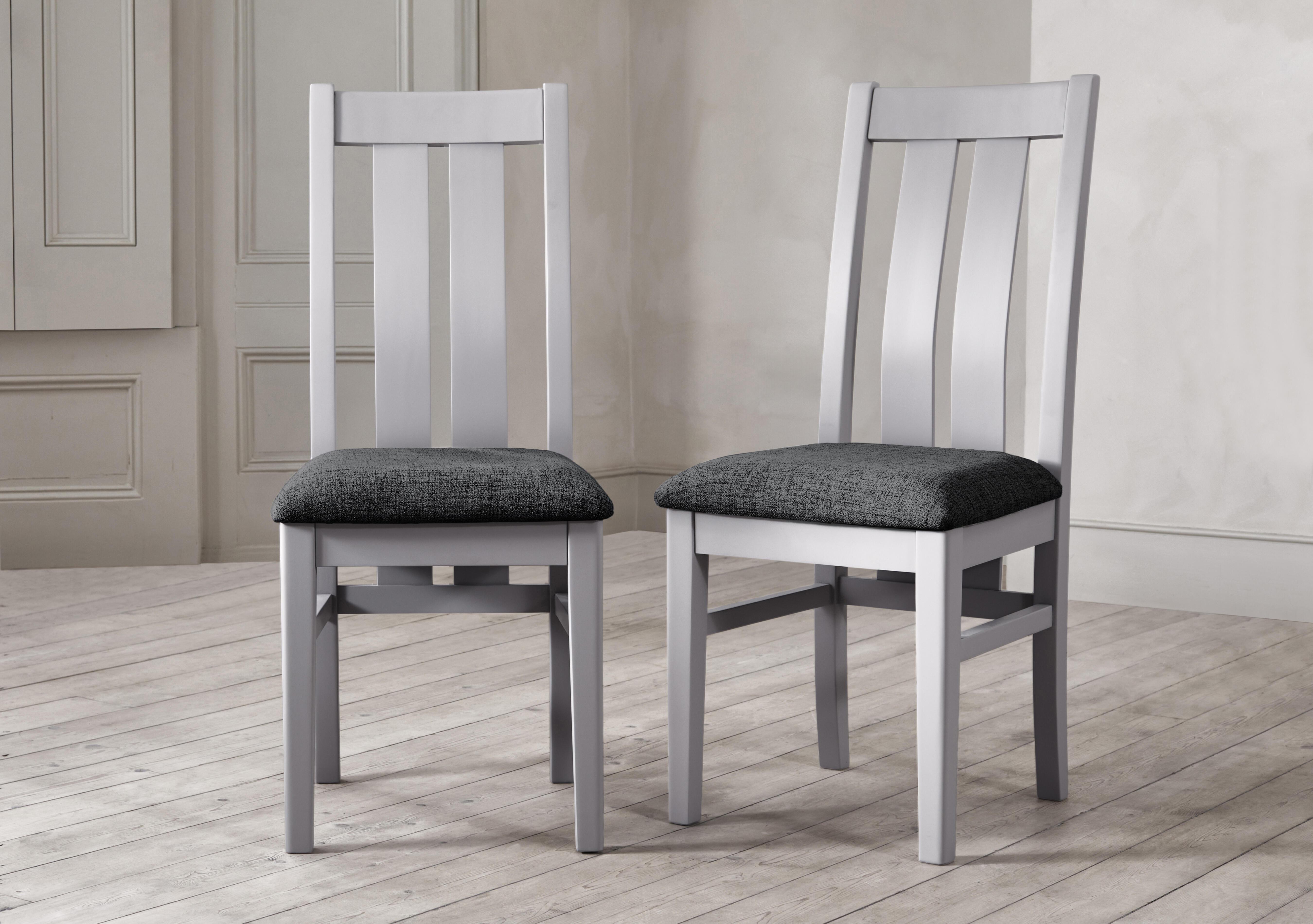 Lewis Set of 6 Wooden Slatted Back Dining Chairs in Anthracite on Furniture Village