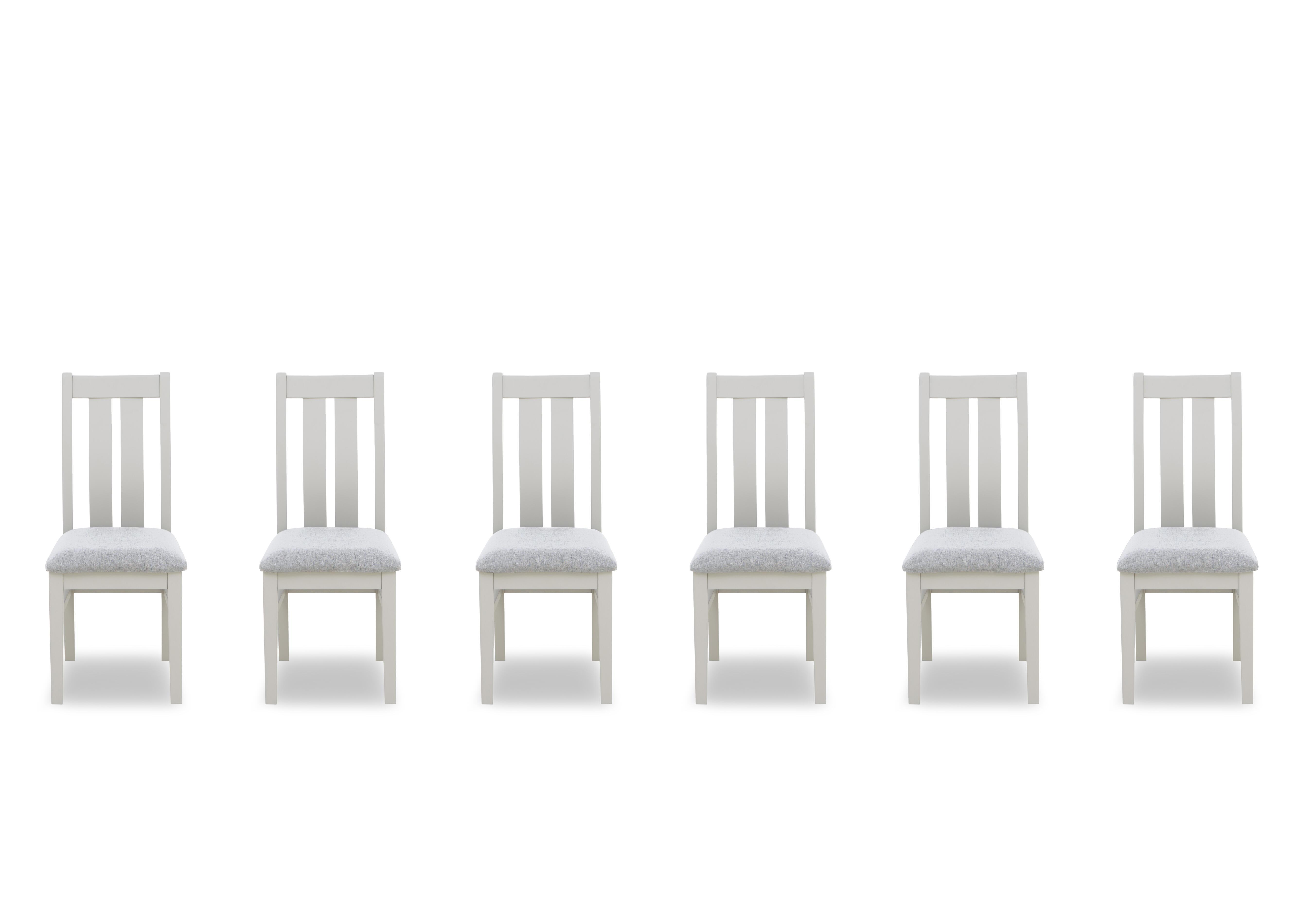 Lewis Set of 6 Wooden Slatted Back Dining Chairs in Mist on Furniture Village