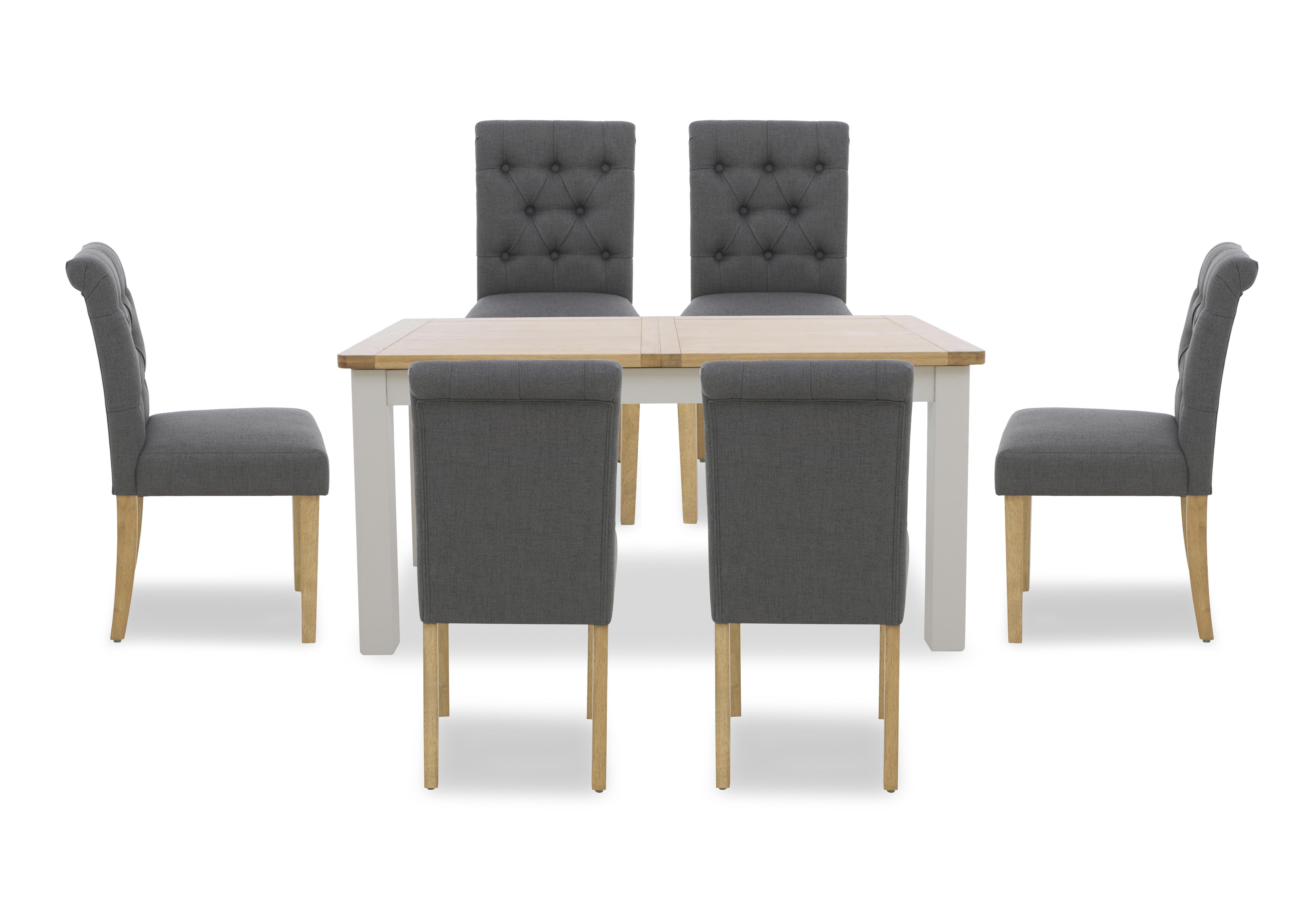 Lewis Rectangular Extending Dining Table and 6 Button Back Dining Chairs in Anthracite on Furniture Village