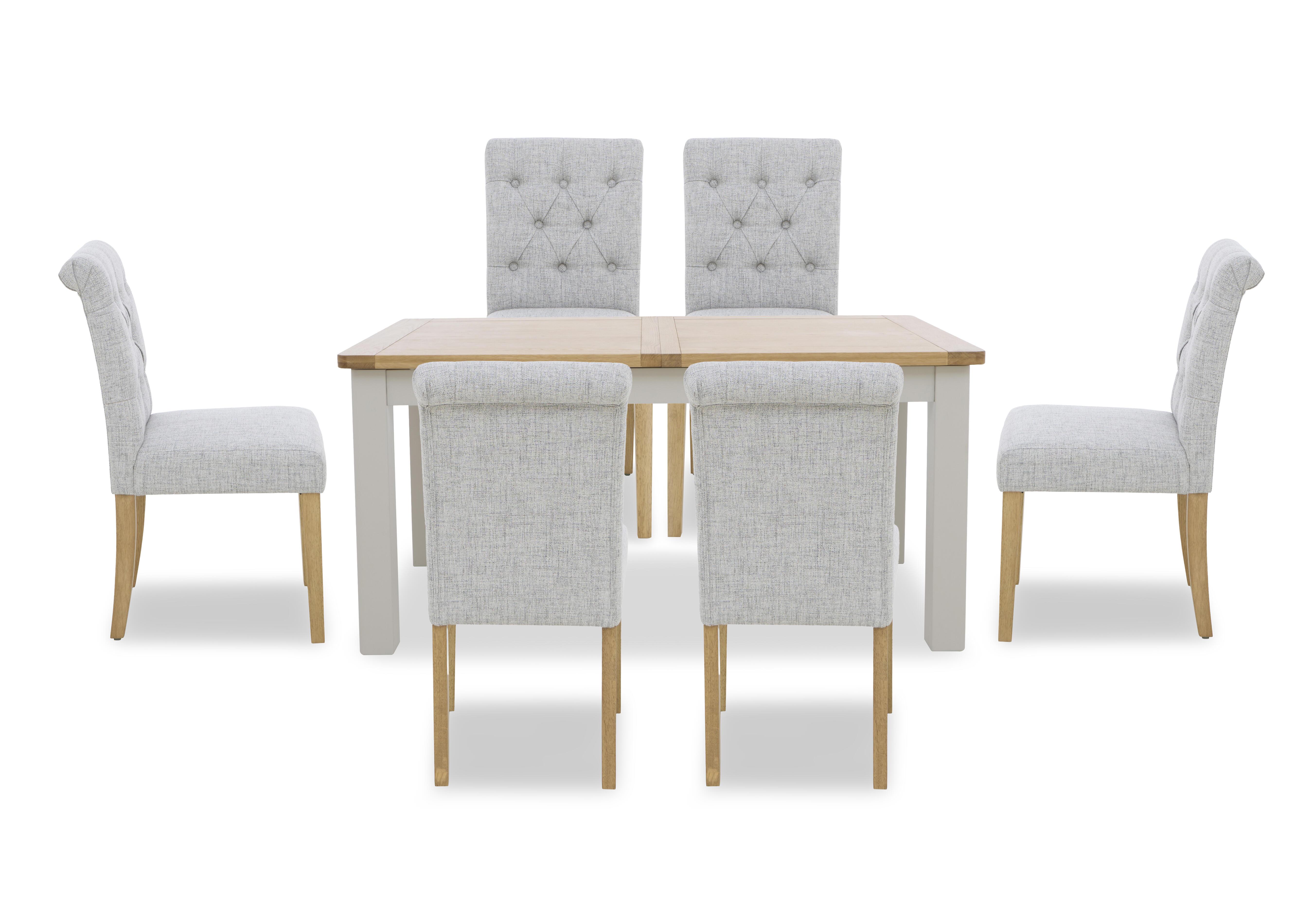 Lewis Rectangular Extending Dining Table and 6 Button Back Dining Chairs in Mist on Furniture Village