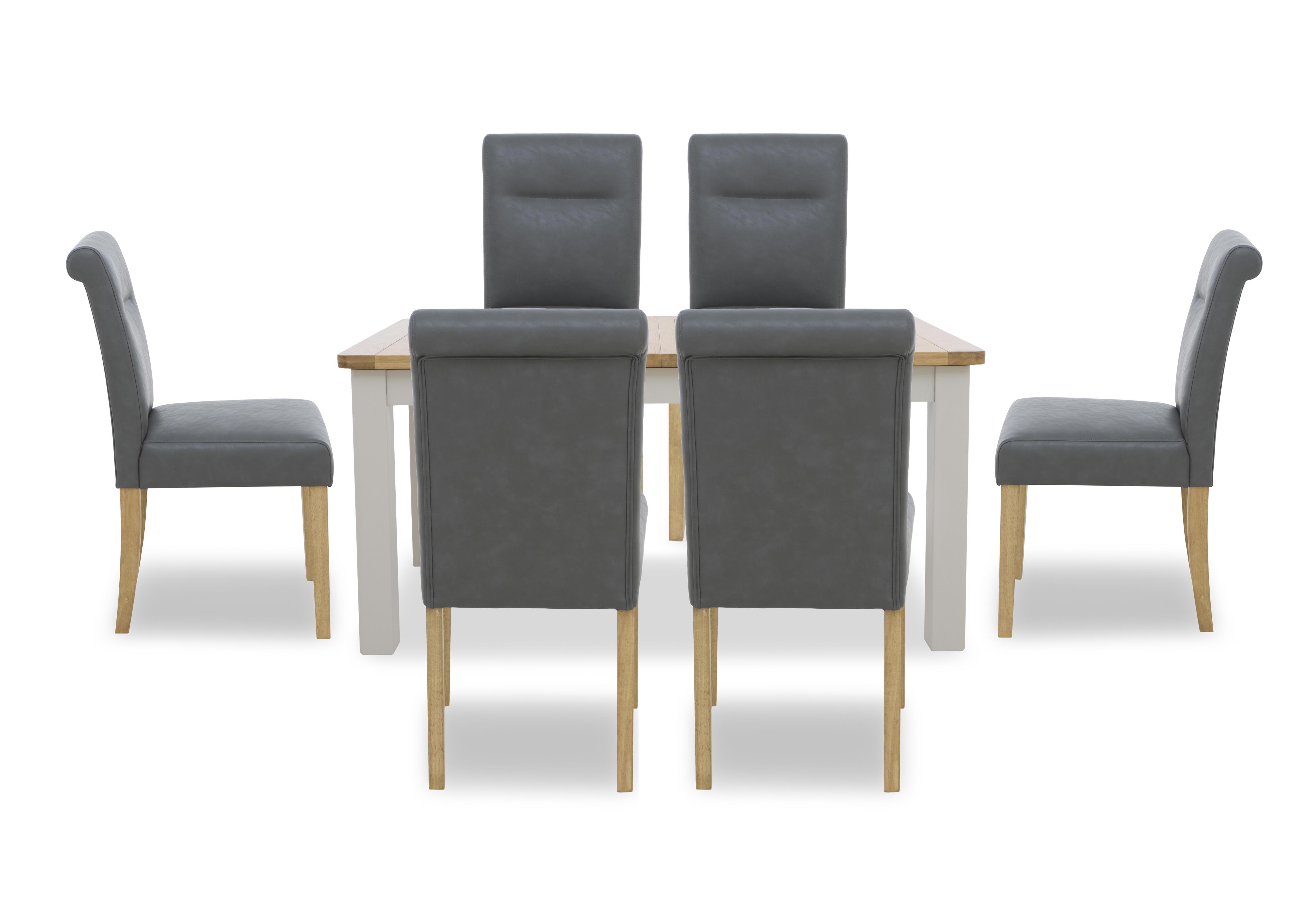 Lewis Rectangular Extending Dining Table and 6 Roll Back Faux Leather Dining Chairs in Dark Grey on Furniture Village