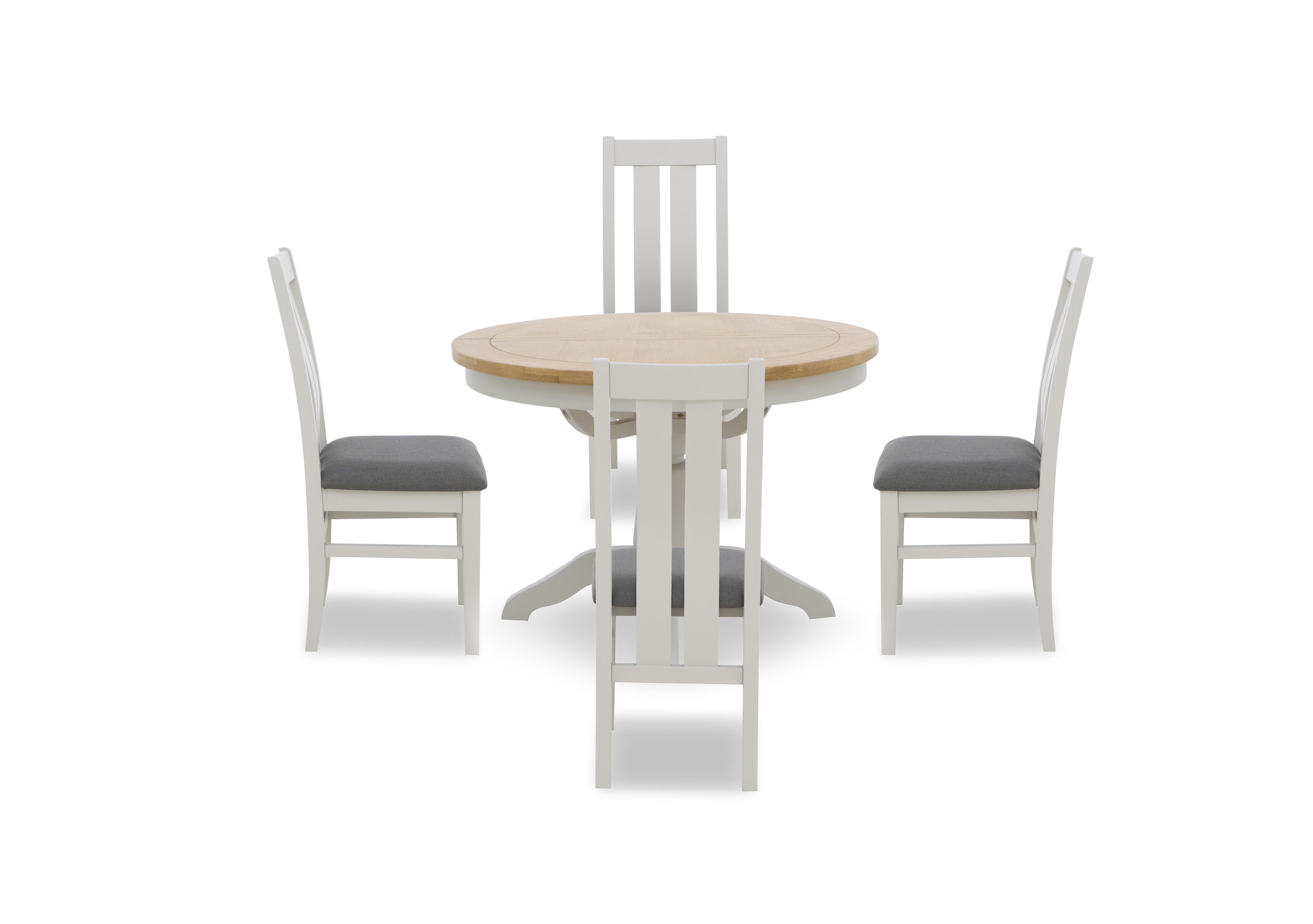 Lewis Round Pedestal Butterfly Extending Dining Table and 4 Wooden Slatted Back Dining Chairs in Anthracite on Furniture Village