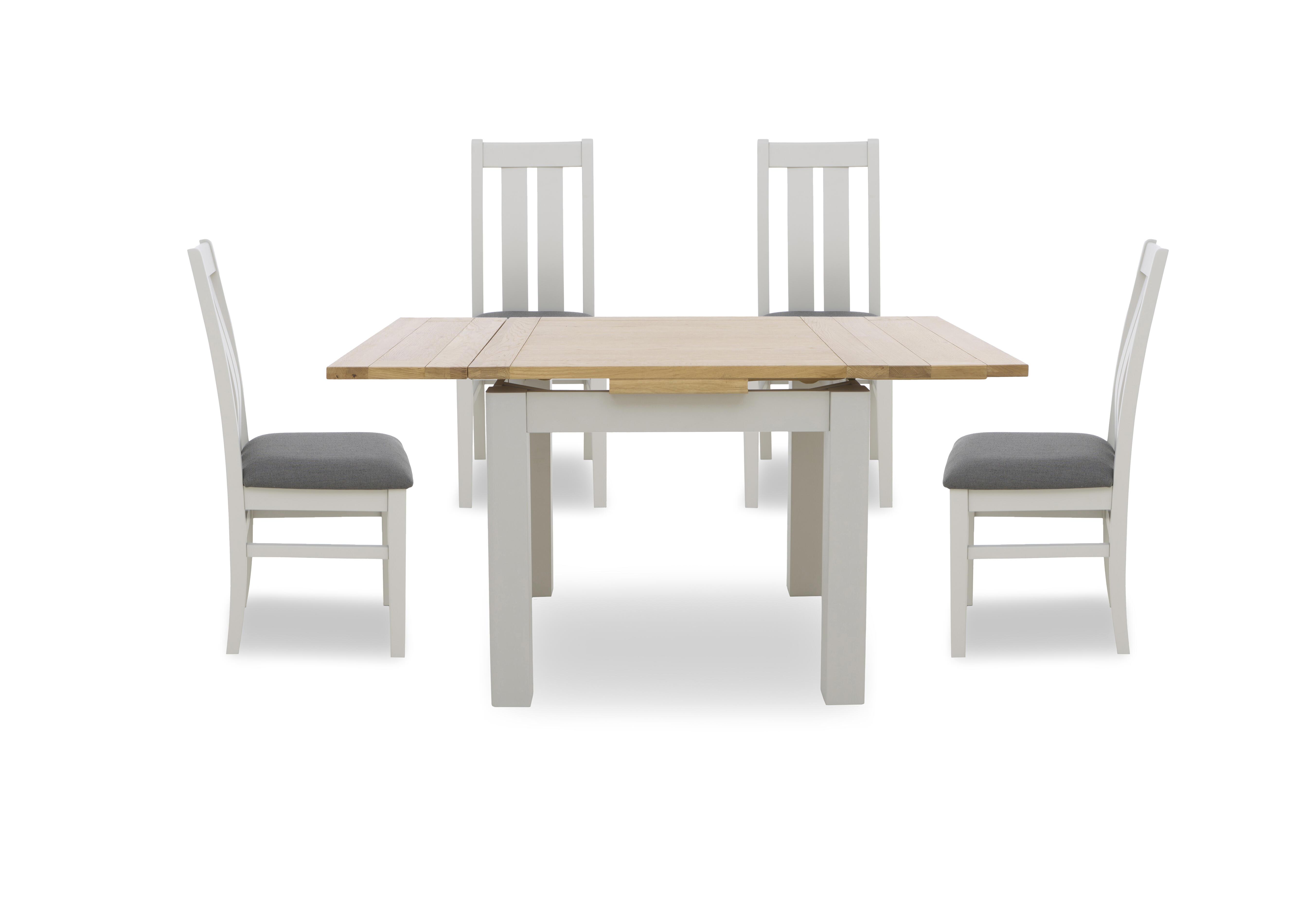 Lewis Small Draw Leaf Extending Dining Table and 4 Wooden Slatted Back Dining Chairs in Anthracite on Furniture Village
