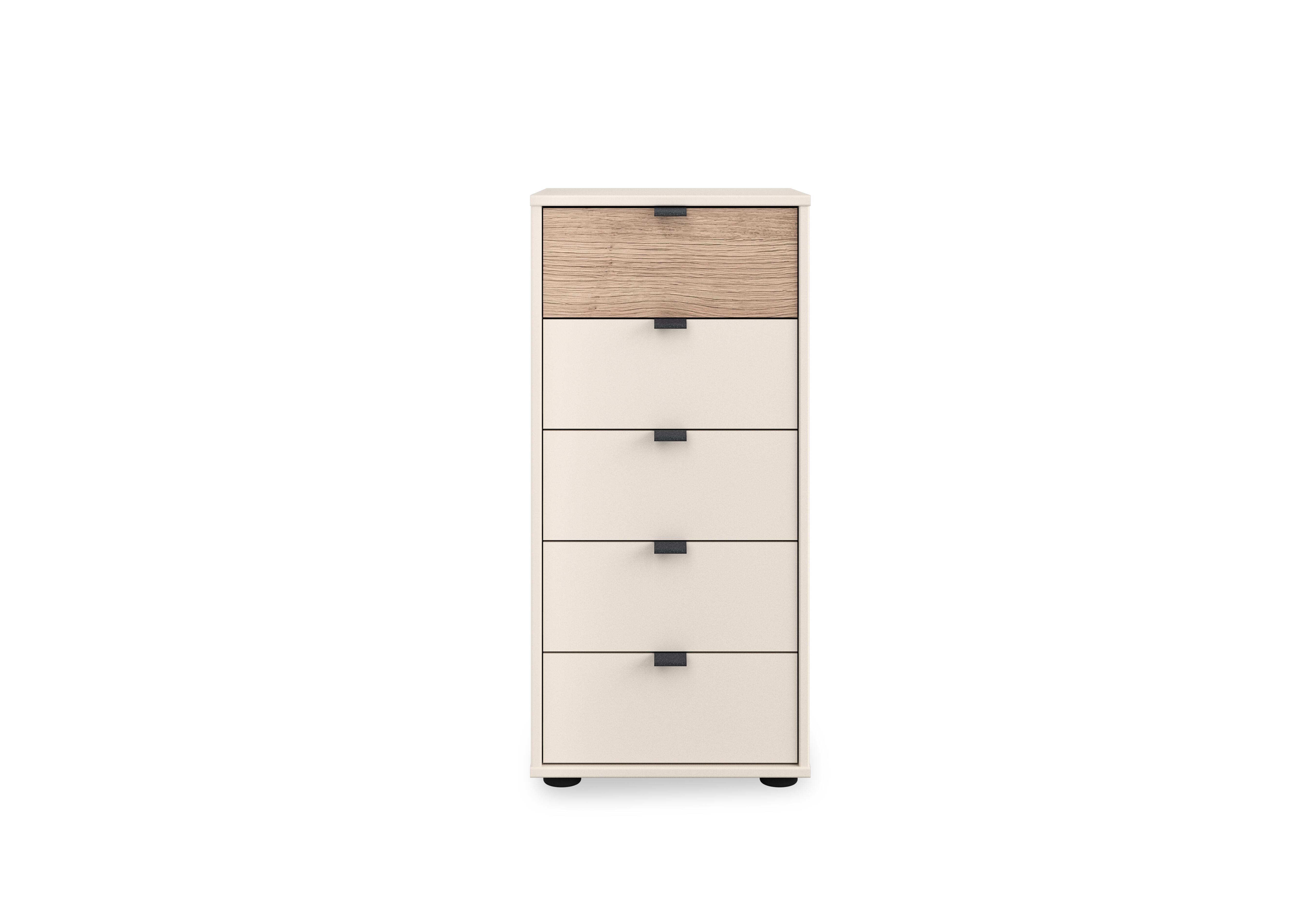 Tullio 40cm 5 Drawer Chest in Champagne-Nordic Oak on Furniture Village