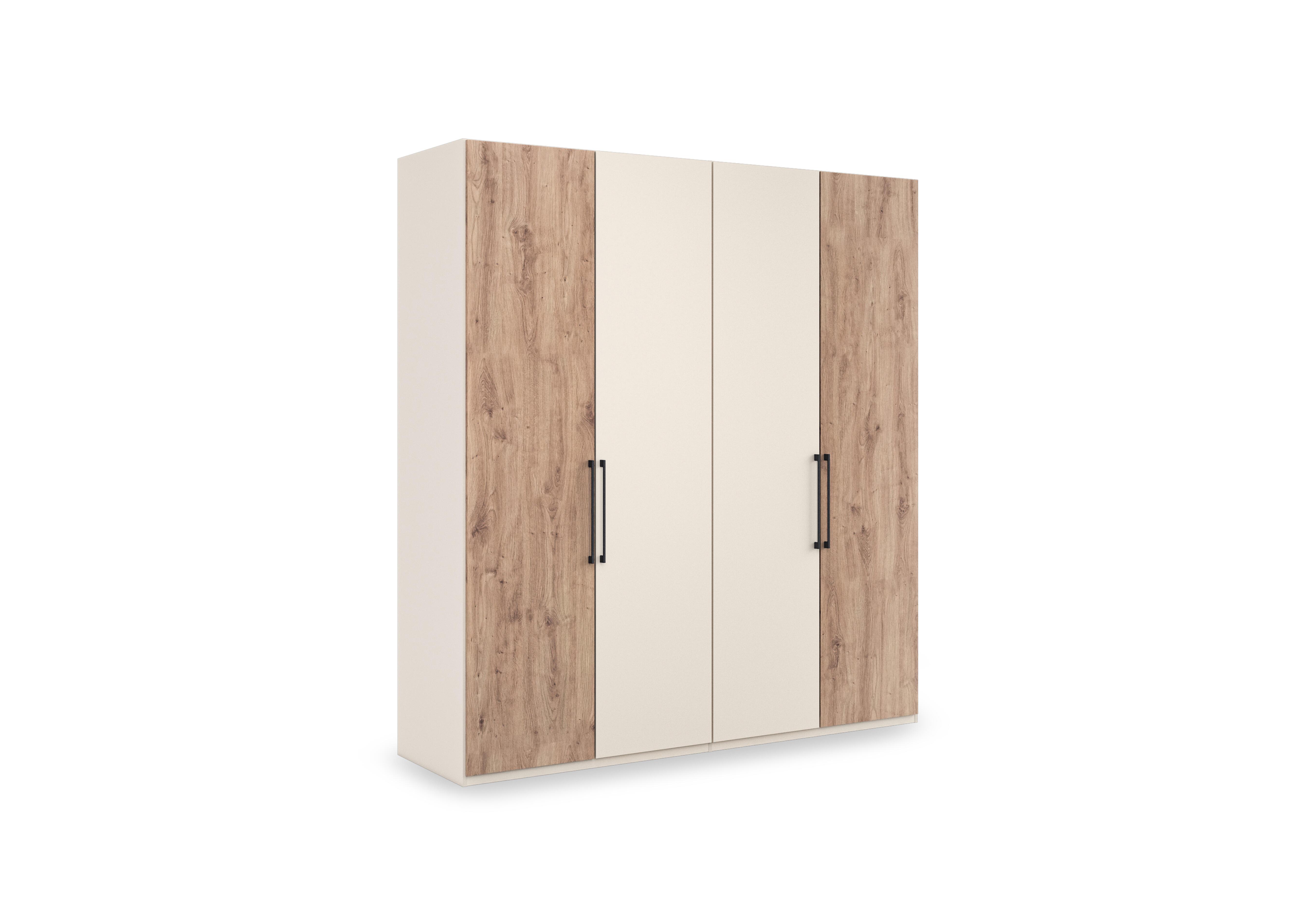Tullio 200cm 4 Door Hinged Wardrobe in Nordic Oak-Champagne on Furniture Village
