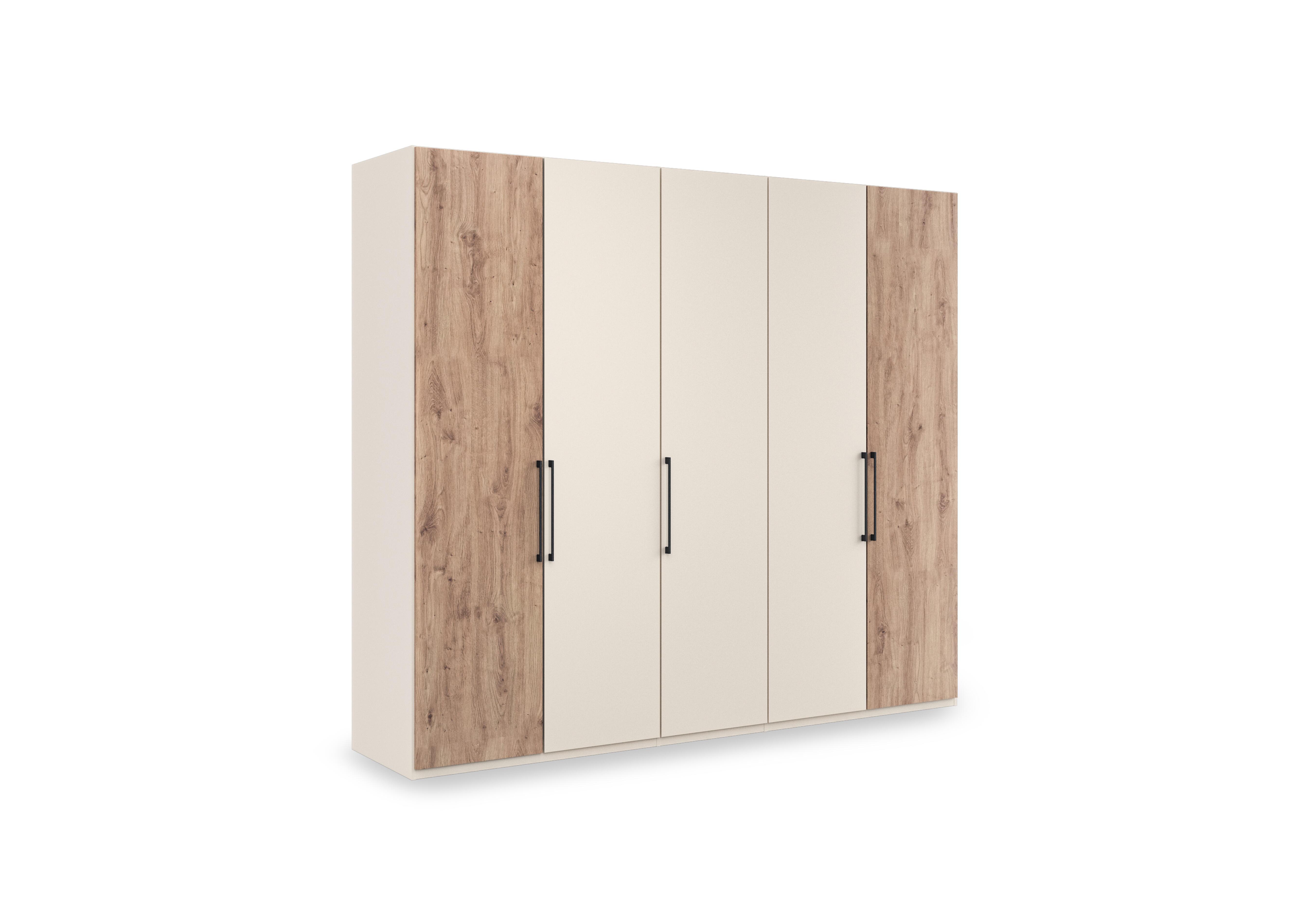 Tullio 250cm 5 Door Hinged Wardrobe in Nordic Oak-Champagne on Furniture Village