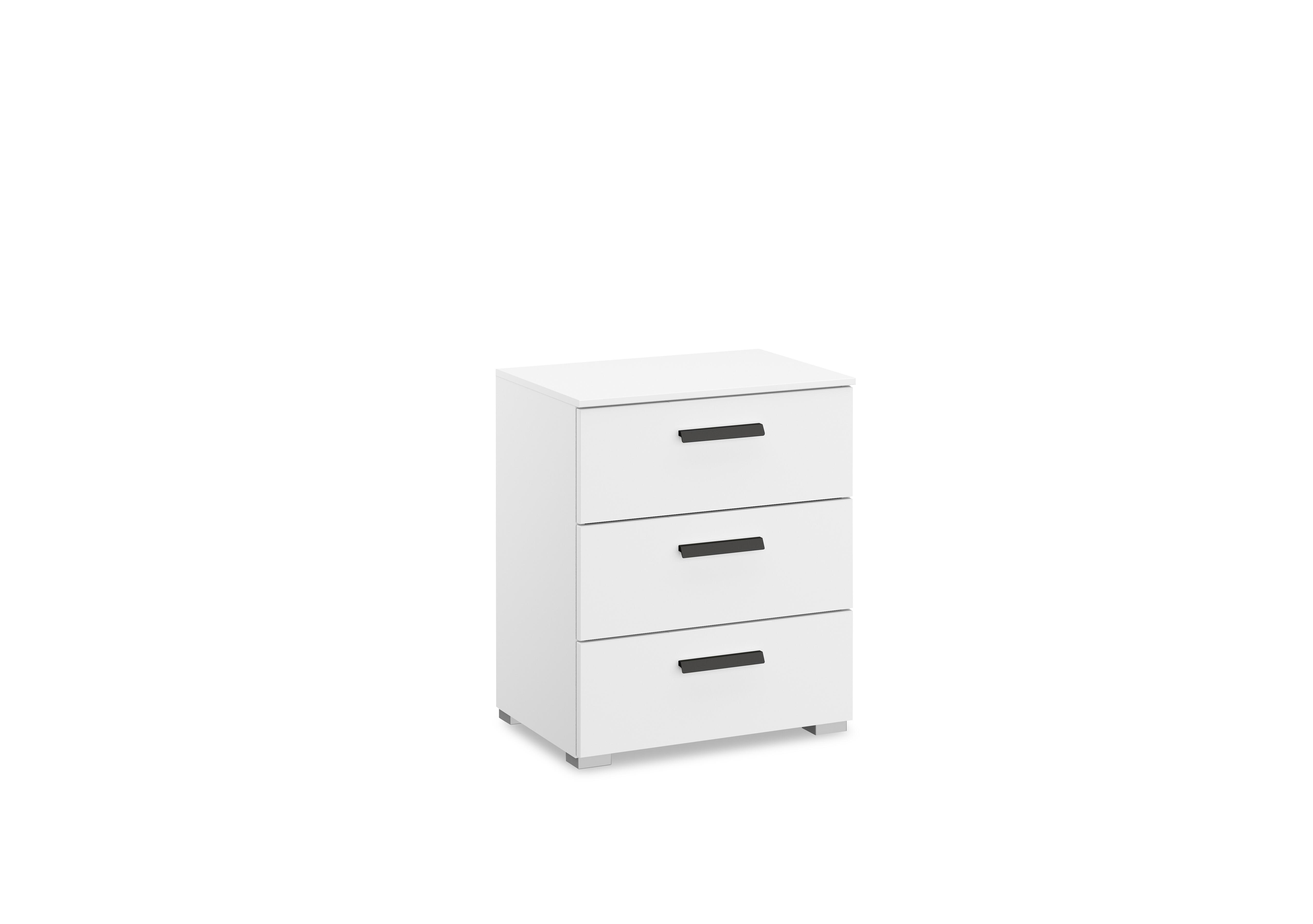 Dante 3 Drawer Décor Bedside Cabinet in Alpine White A200g on Furniture Village