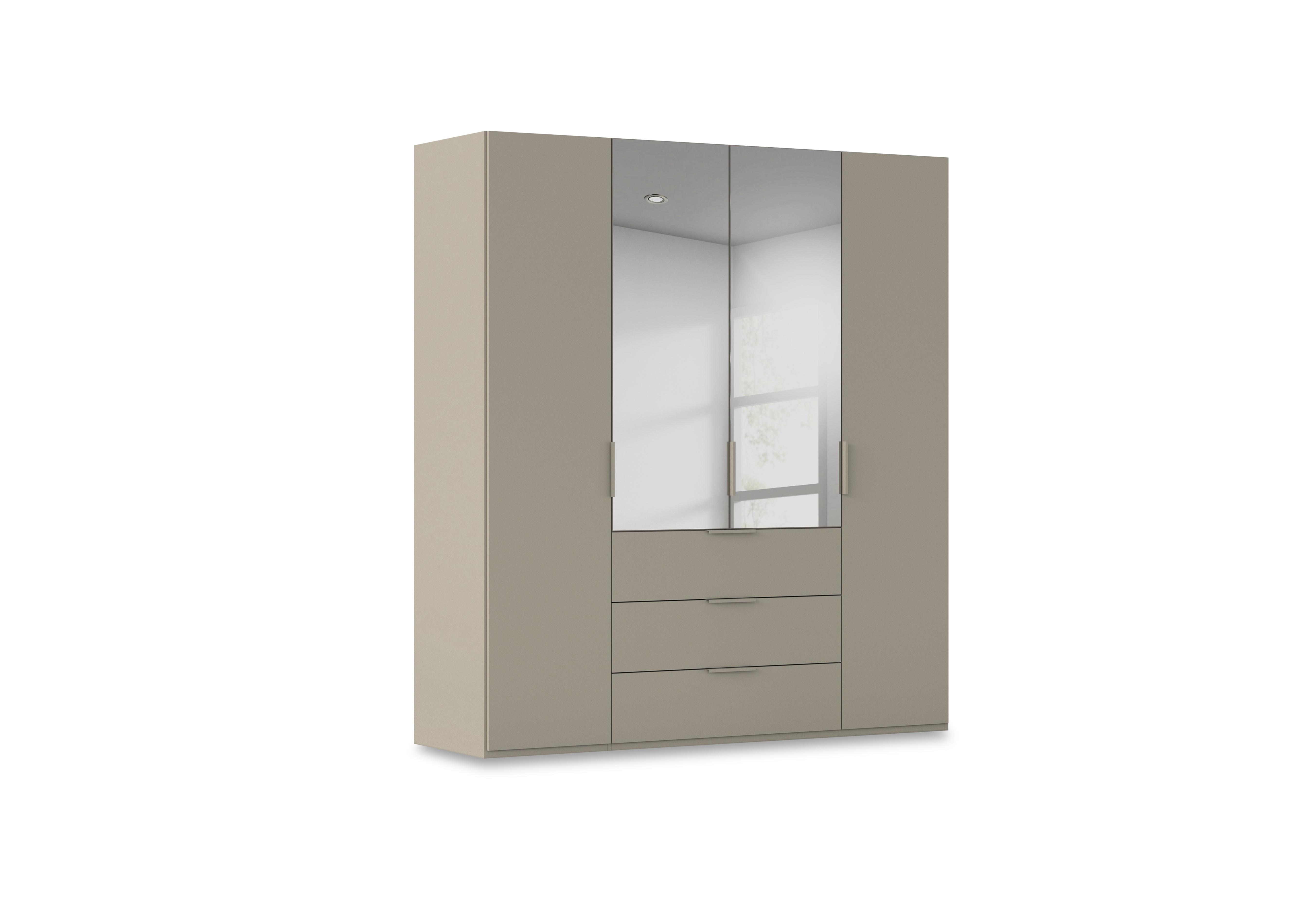 Haven 201cm 4 Door Combi Décor Wardrobe with 2 Décor Doors and 2 Mirror Doors in Afd4k Fango Fango Front on Furniture Village
