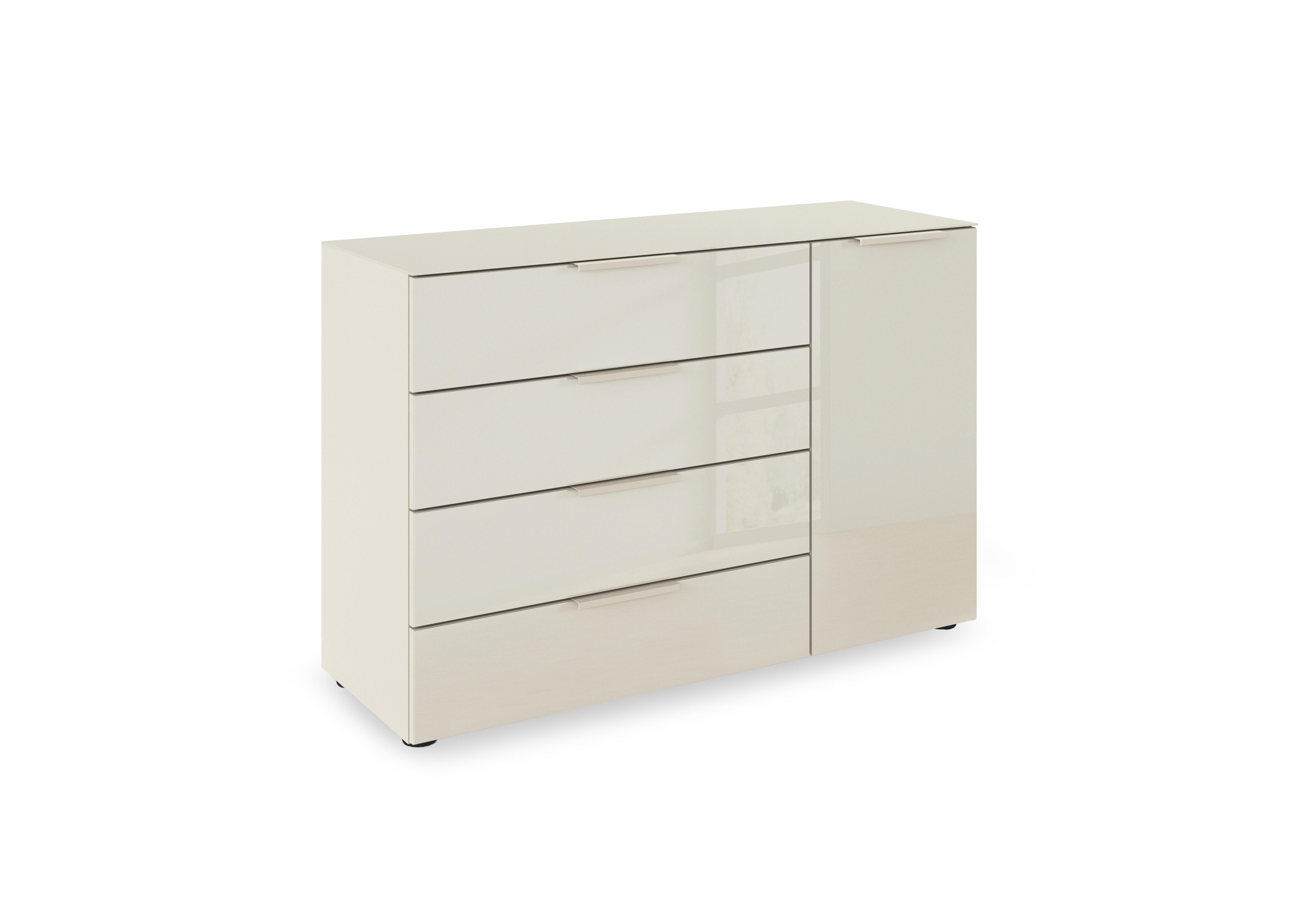 Haven 4 Drawer 1 Door Glass Chest with Glass Top and Front in Acg3k Champagne Champagne Frnt on Furniture Village