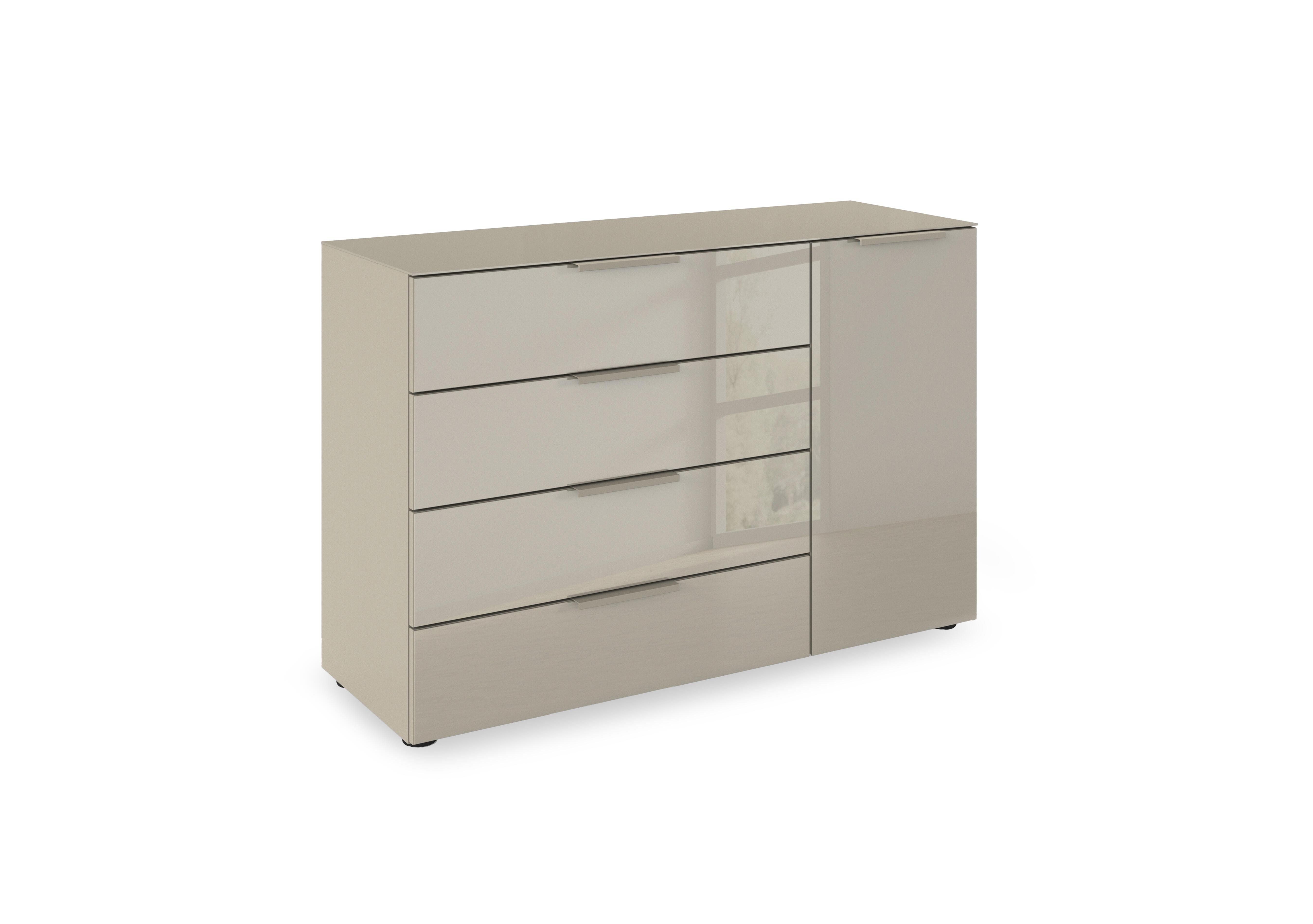 Haven 4 Drawer 1 Door Glass Chest with Glass Top and Front in Afg4k Fango Fango Front on Furniture Village