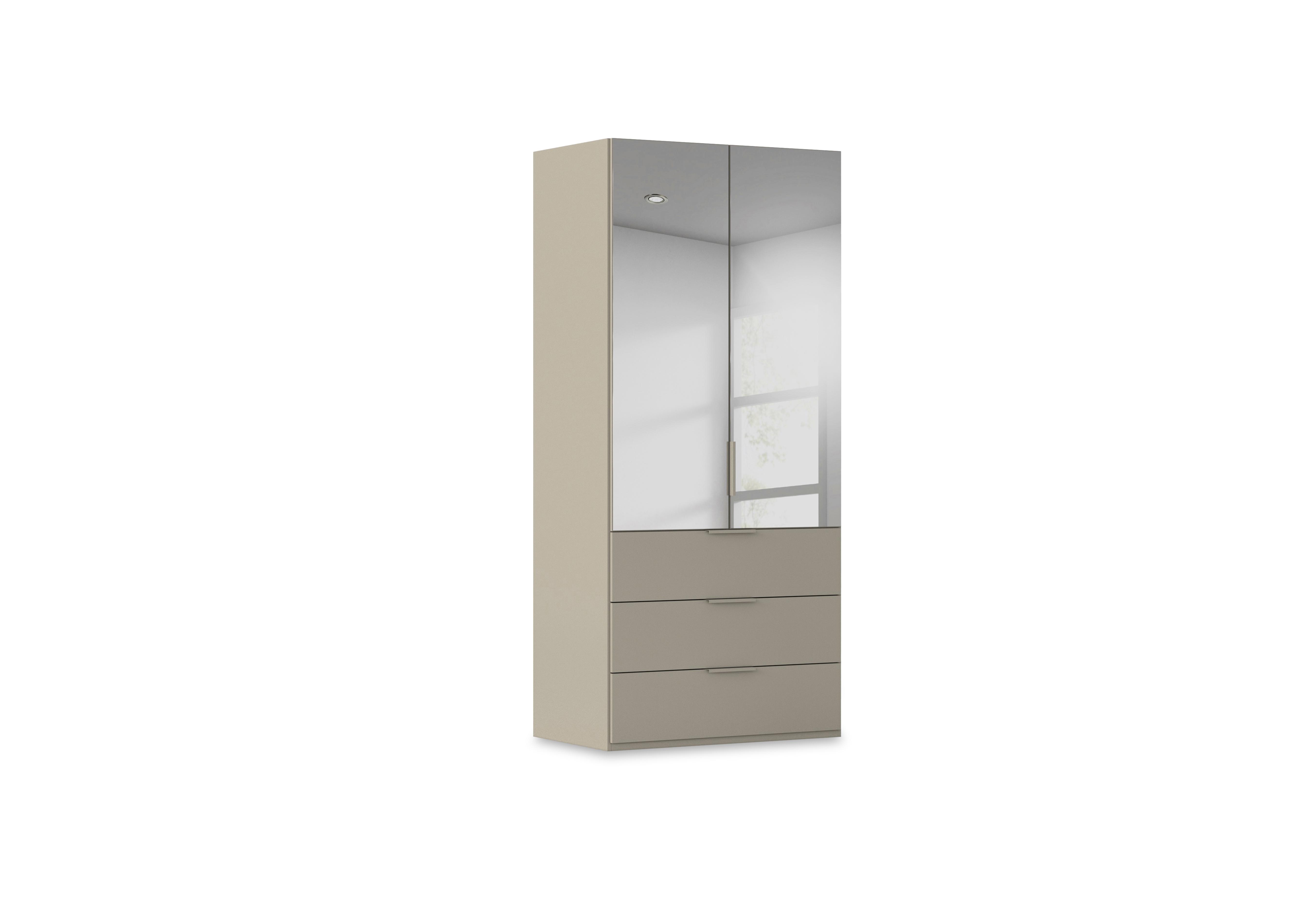 Haven 101cm 2 Door Combi Wardrobe with Mirror Doors and Décor Drawers in Afd4k Fango Fango Front on Furniture Village