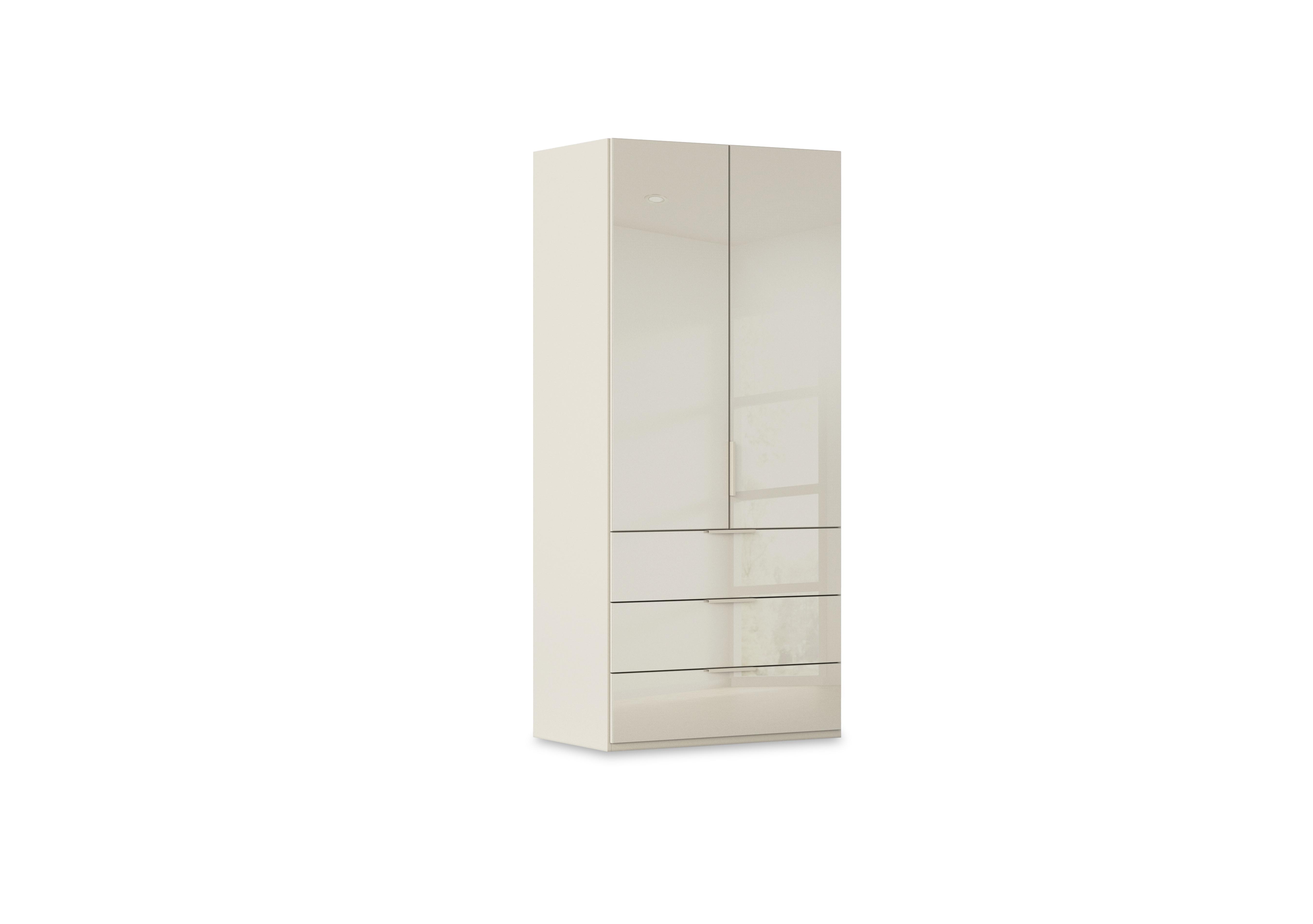 Haven 101cm 2 Door Combi Wardrobe with Glass Doors in Acg3k Champagne Champagne Frnt on Furniture Village