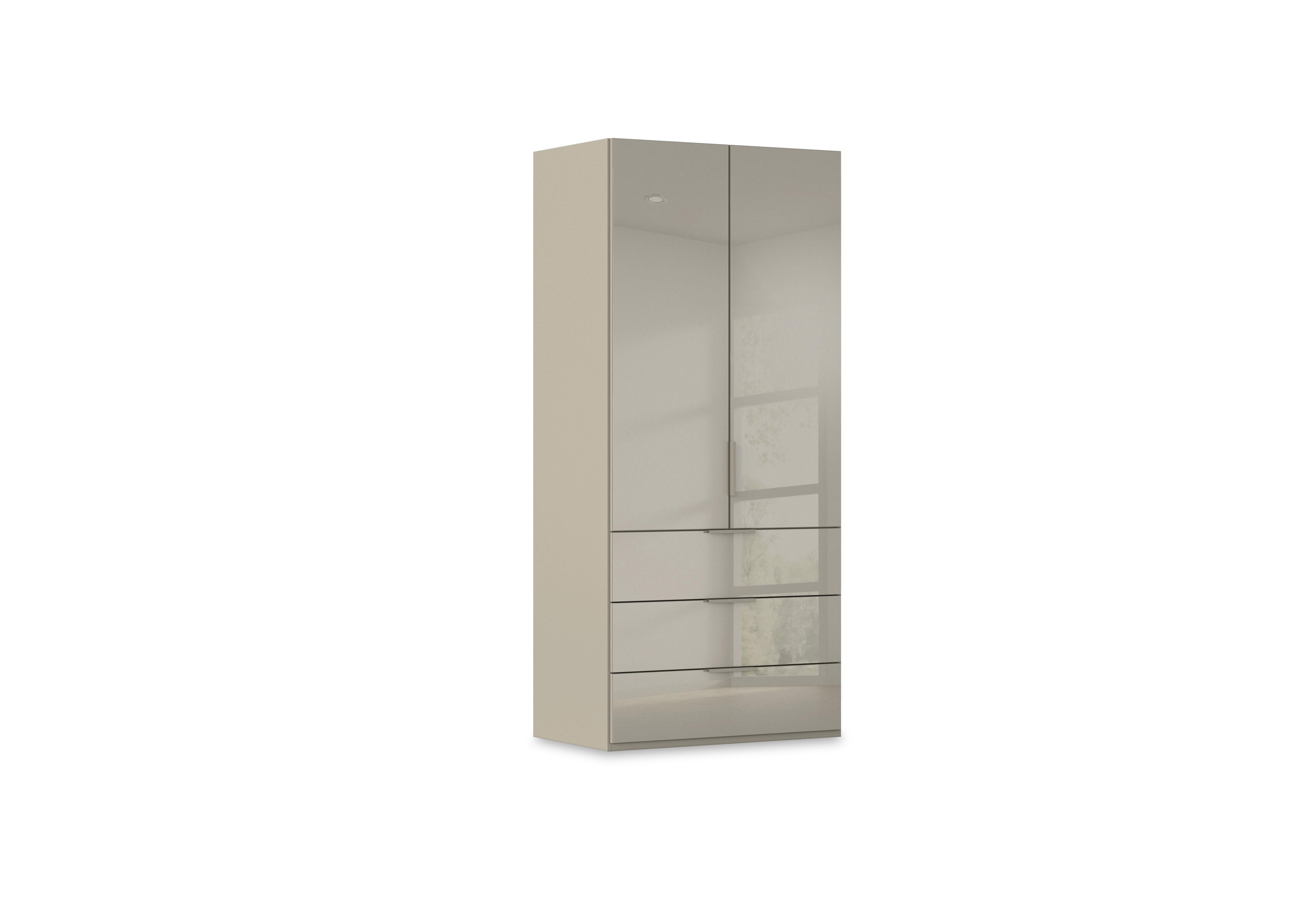 Haven 101cm 2 Door Combi Wardrobe with Glass Doors in Afg4k Fango Fango Front on Furniture Village