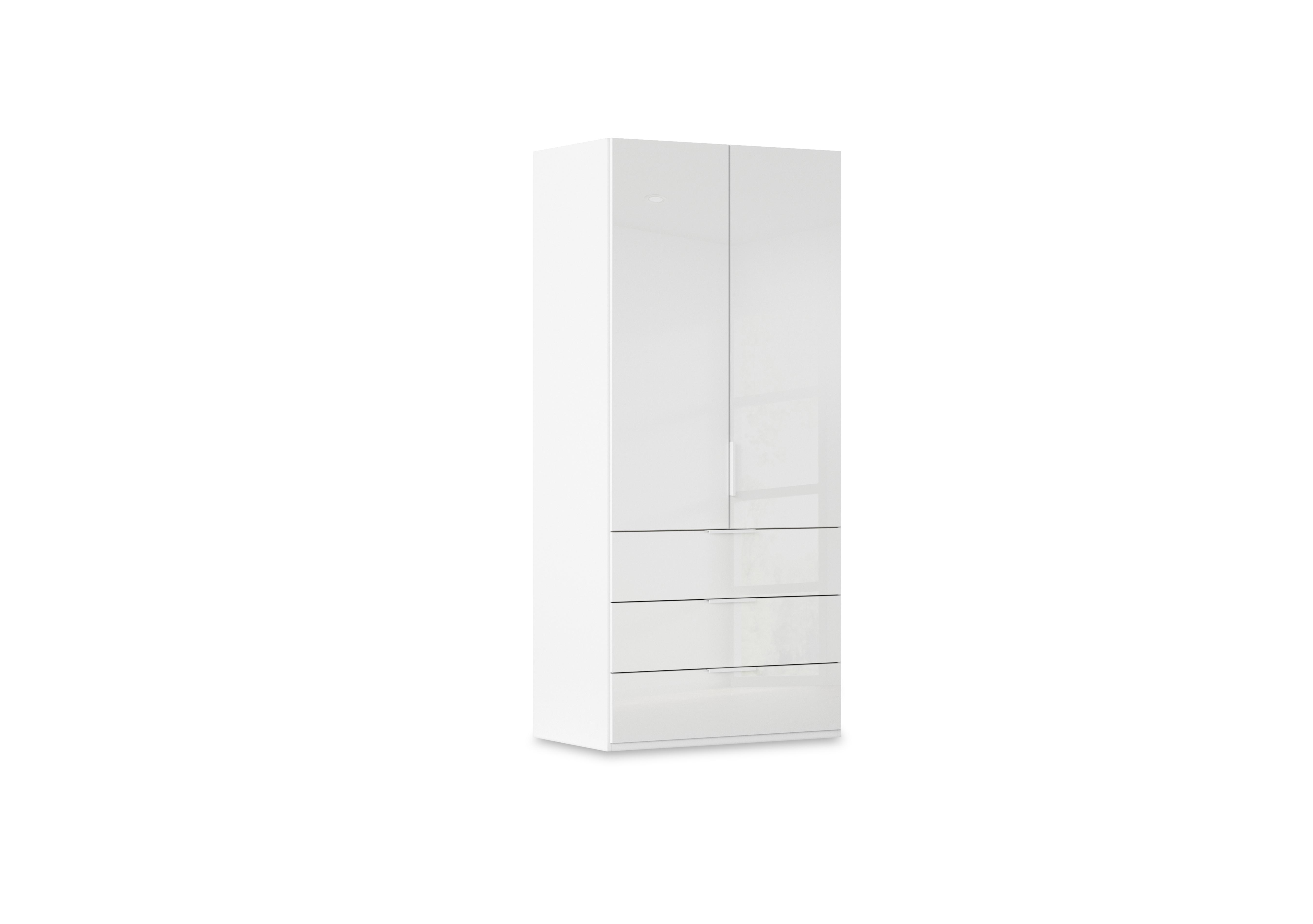 Haven 101cm 2 Door Combi Wardrobe with Glass Doors in Awg1k Alpine White White Front on Furniture Village