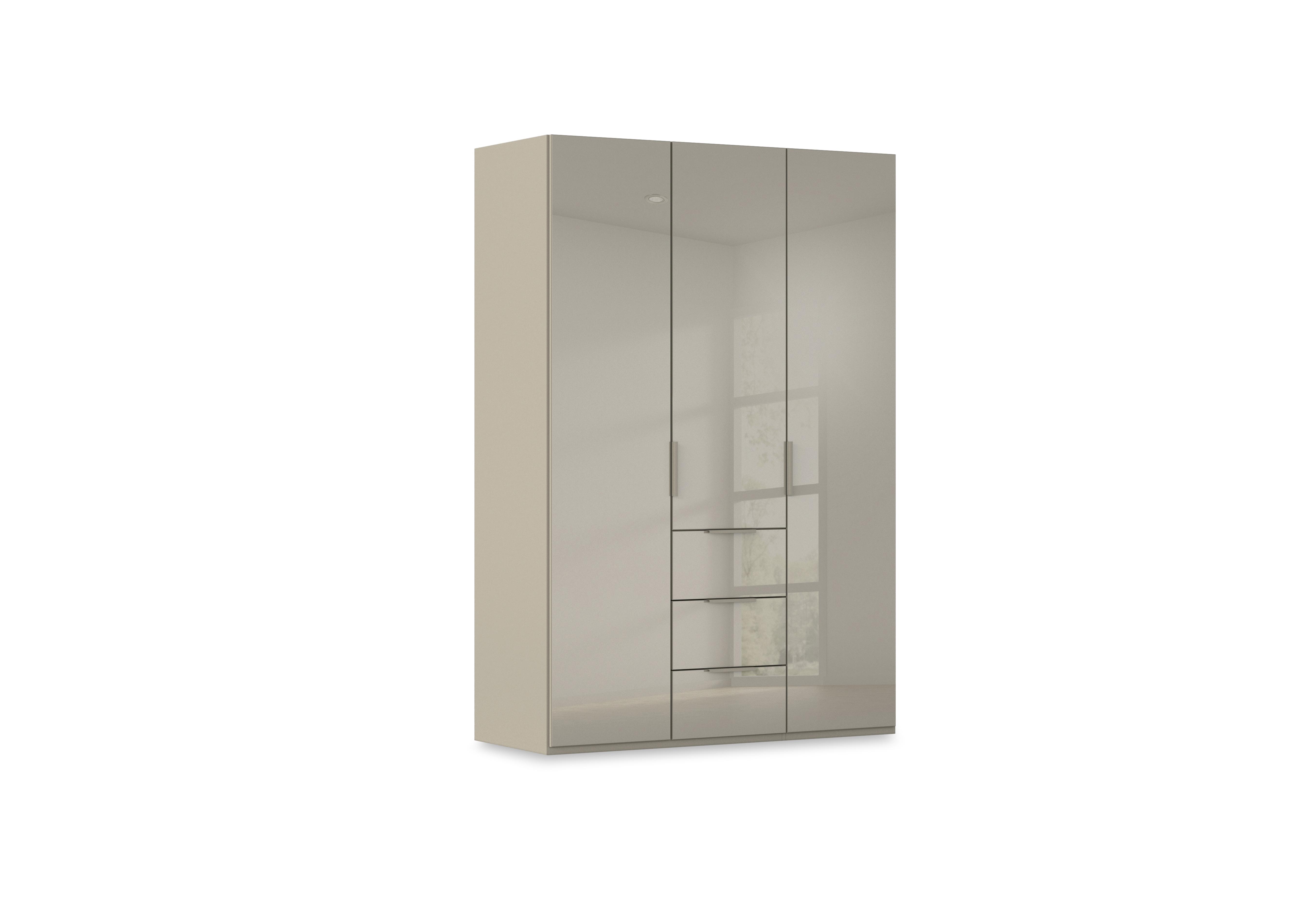 Haven 151cm 3 Door Combi Wardrobe with Glass Doors in Afg4k Fango Fango Front on Furniture Village