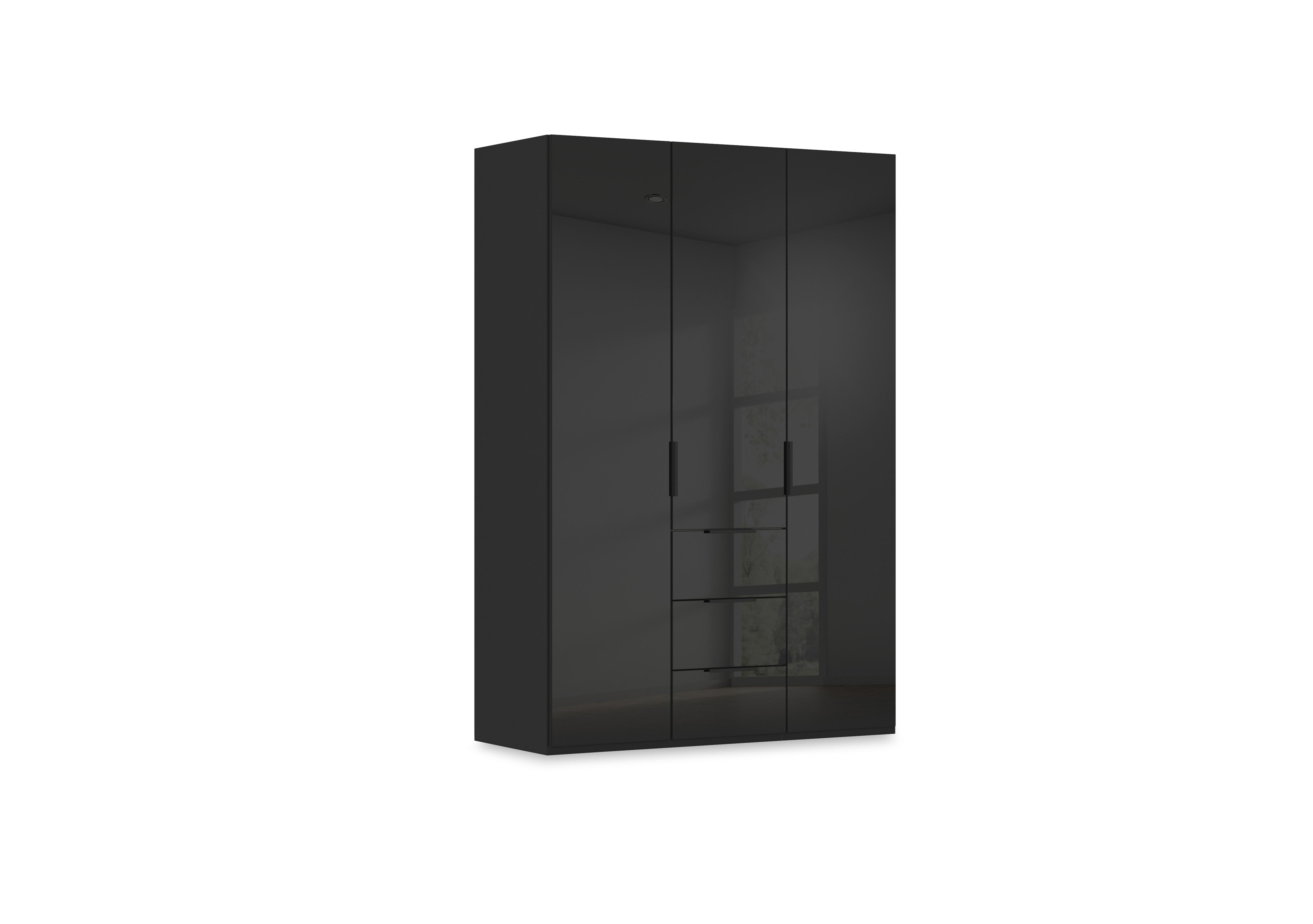 Haven 151cm 3 Door Combi Wardrobe with Glass Doors in Asg5s Black Black Front on Furniture Village